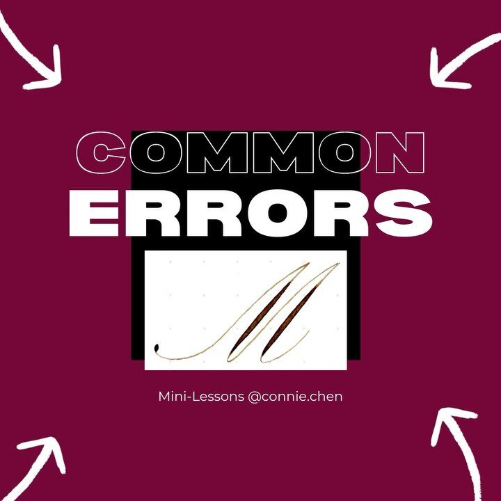 ❌Common Errors in Engrosser&rsquo;s Script M🚫&mdash;Fleabag Edition
&bull;
1️⃣Swells beginning at different heights

2️⃣Unequal spacing

3️⃣Dramatically different angularity at the baseline
&bull;
Which one of these is new to you?

How can you criti