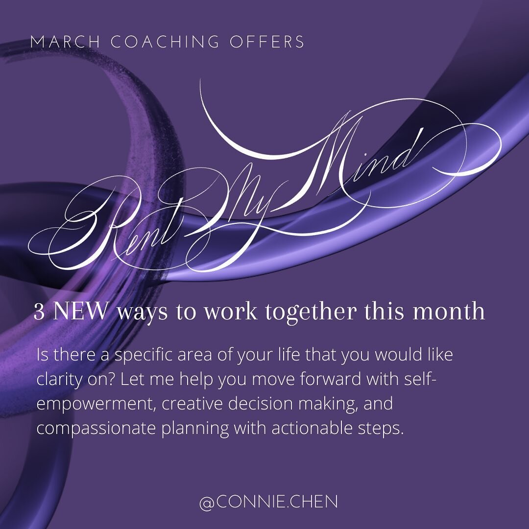 Rent My Mind 🏡 March invitations with 3 new ways for us to work together!

Is there a specific area of your life that you would like clarity on?

🤜Let me help you move forward with self-empowerment, creative decision making, and compassionate plann