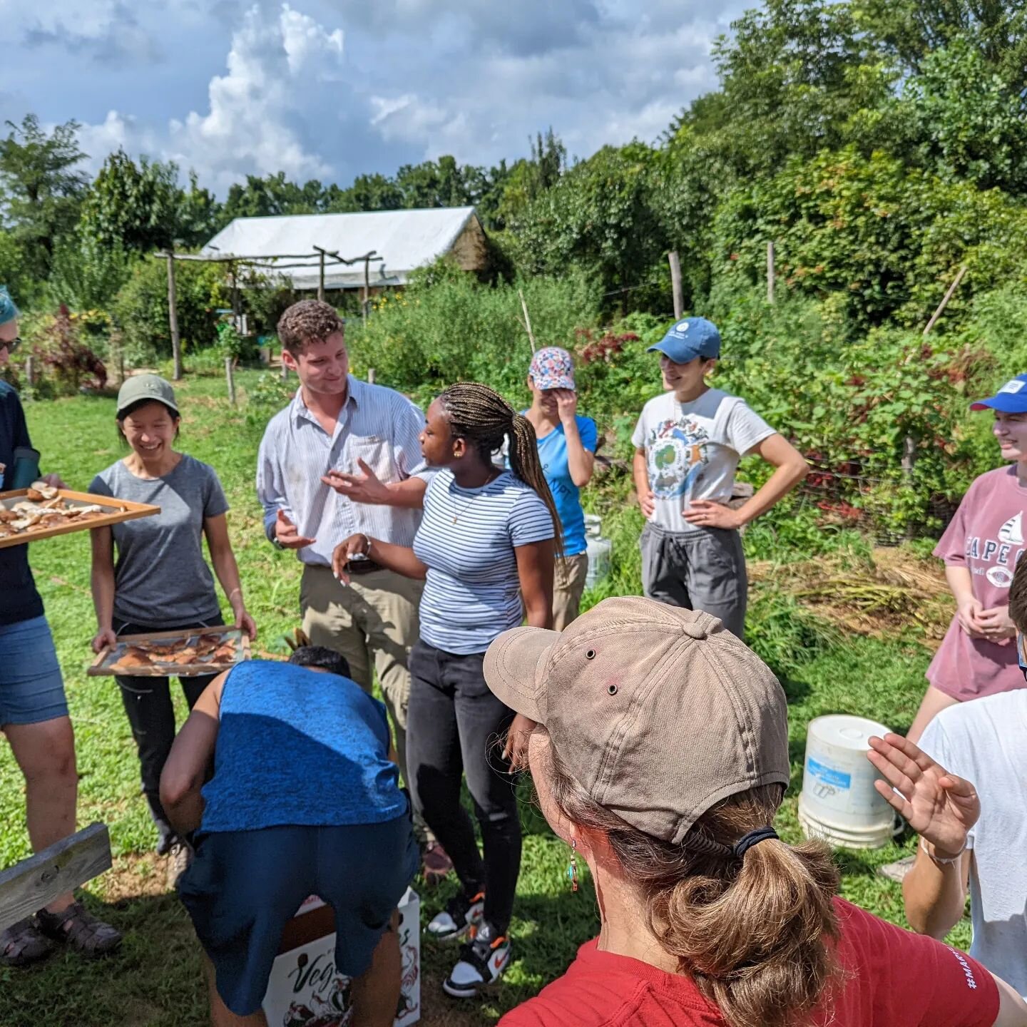 Harvesting #shiitakemushrooms and putting in the #solardehydrator with the #umdglobalstewards. Thanks for all your help today and best wishes with your program!