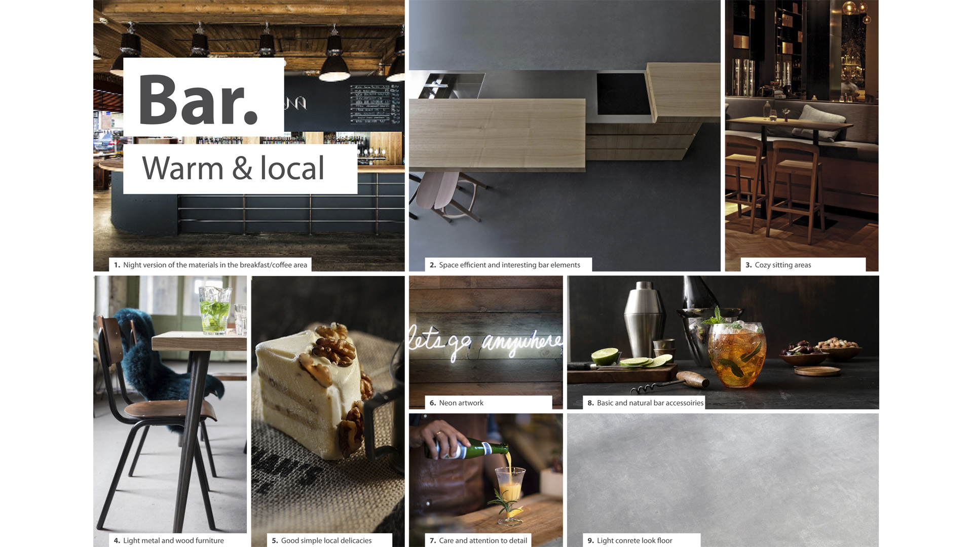 DESIGN MOODBOARD OF BAR AREA