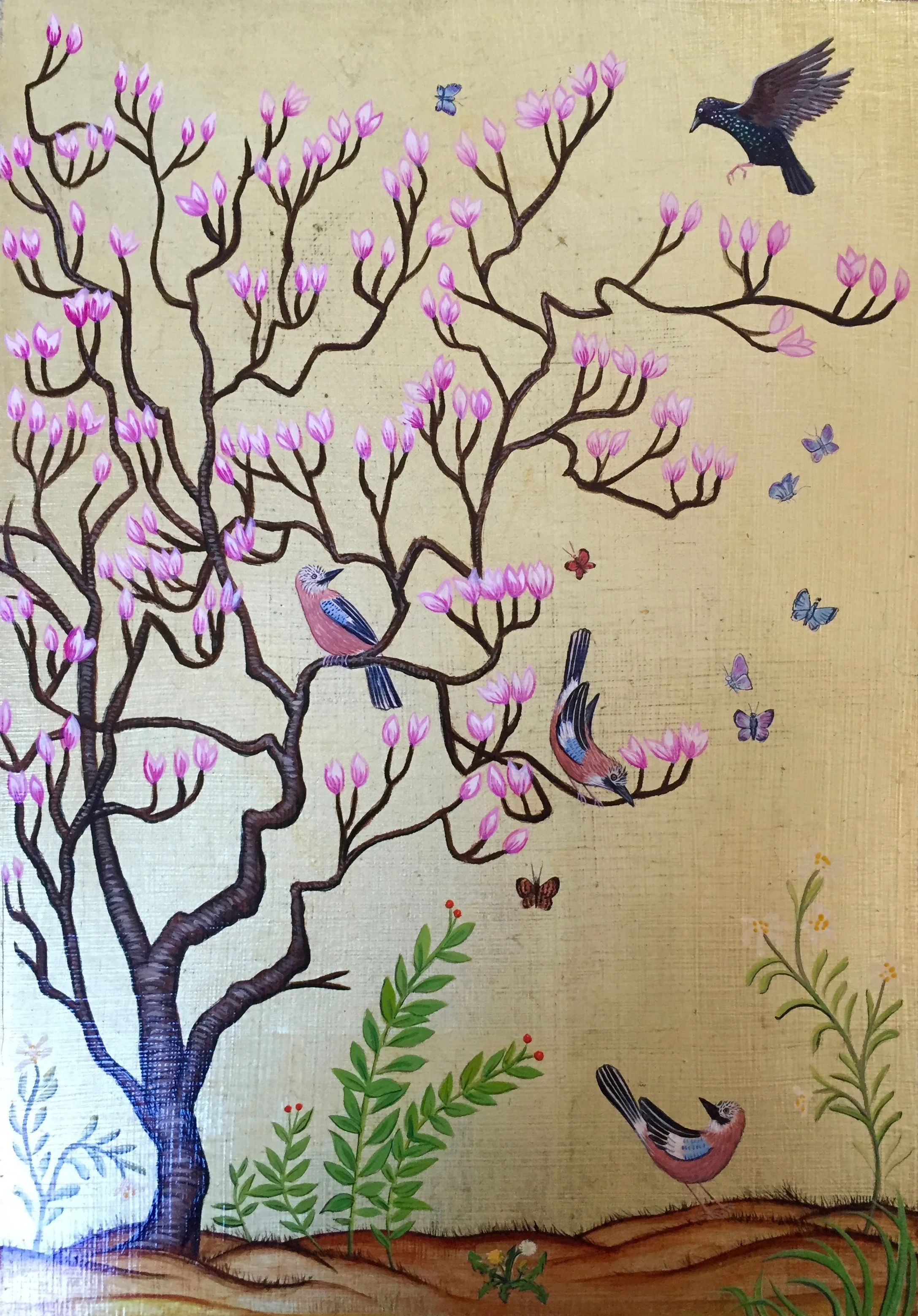 Birds and Blossom painting by Cat Edinoff