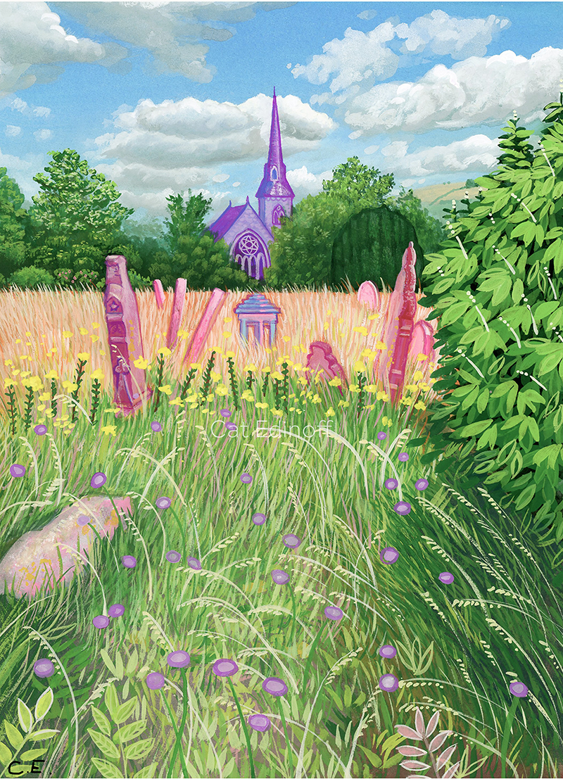 St James Cemetery painting by Cat Edinoff