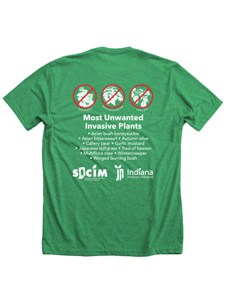 Indiana Invasives Initiative T-shirt back