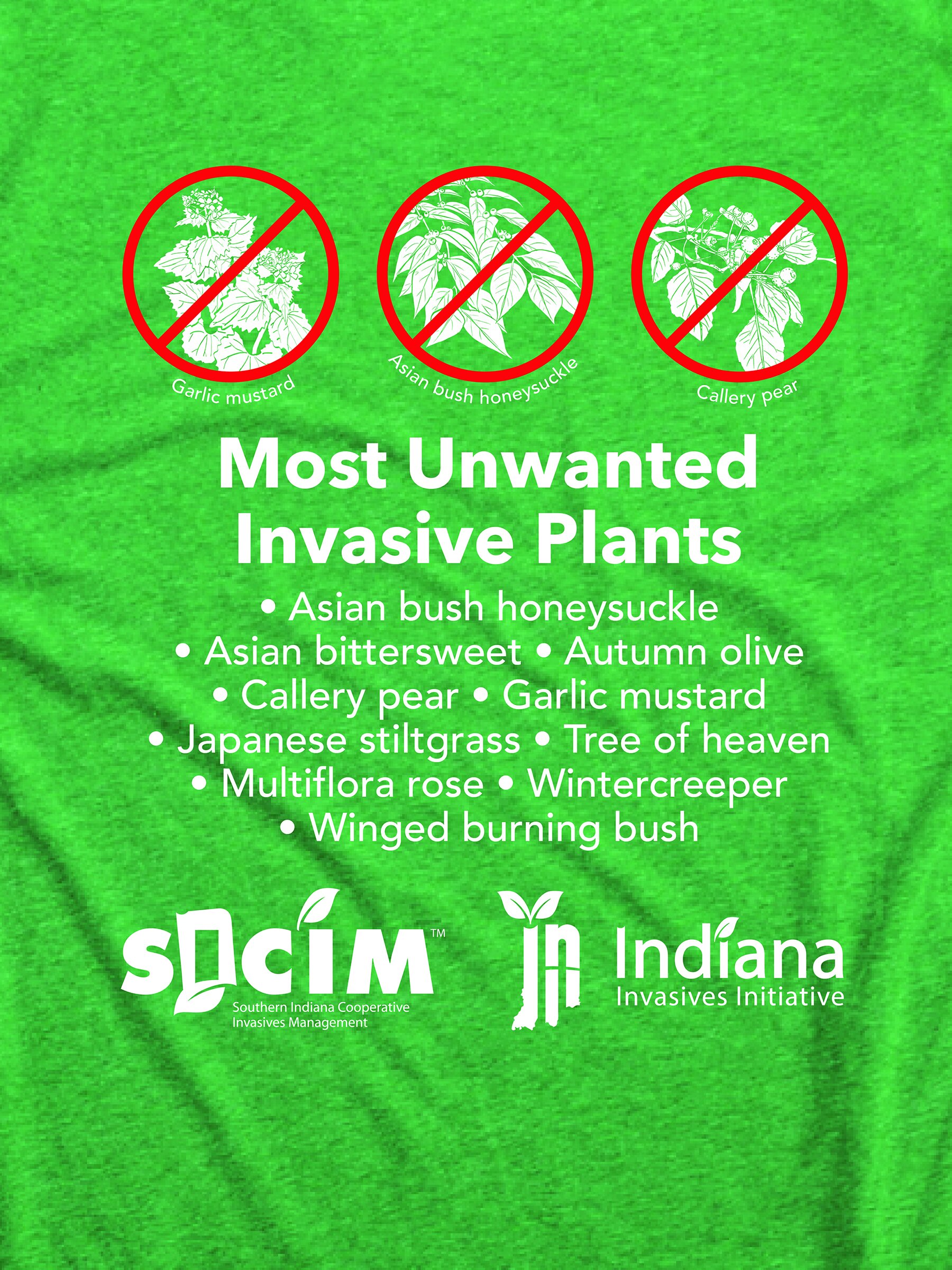 Indiana Invasives Initiative T-shirt back close up