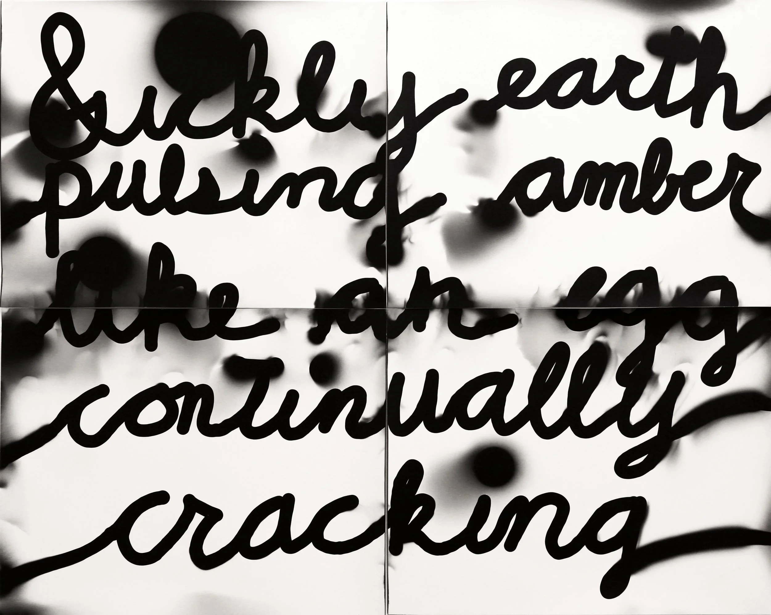 sickly earth pulsing amber like an egg continually cracking, 2020, flashlight drawn gelatin silver prints, 32 x 40 in