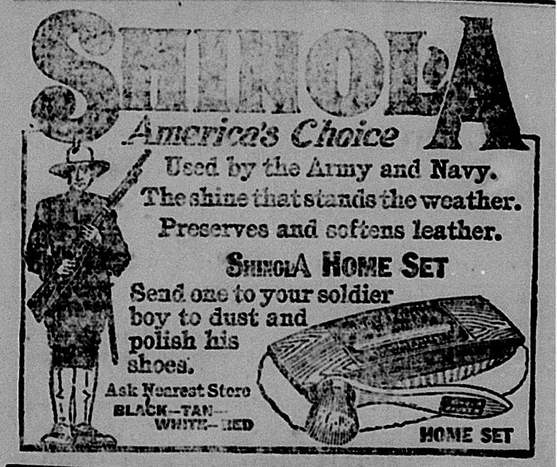Shinola Ad Shoe Shine Kit Hillsdale Daily News Dec 12 1917