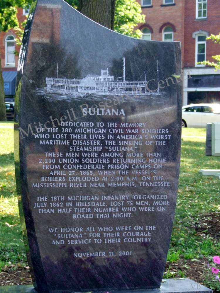  Sultana Monument Hillsdale Court House Square North End  