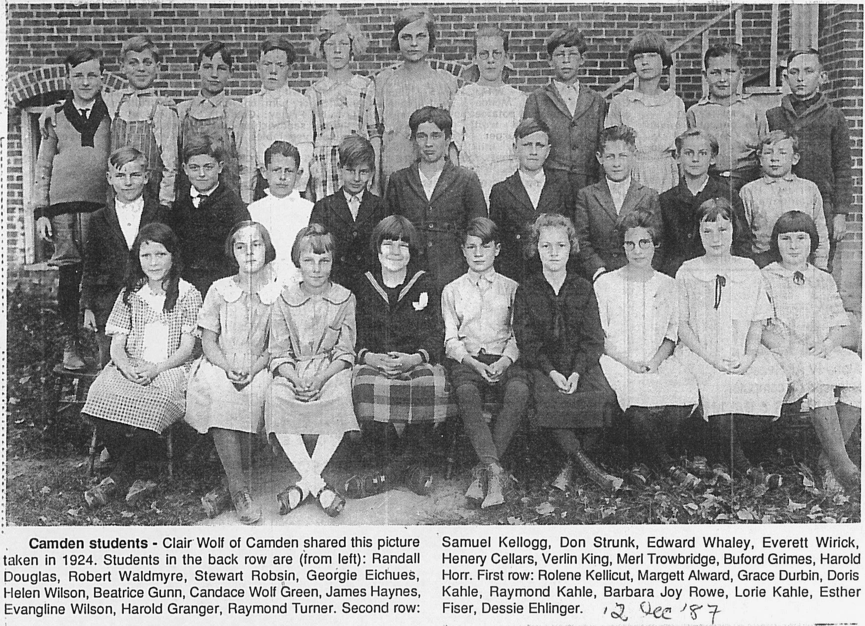 Camden School 1924 Dec. 12, 1987 HDN