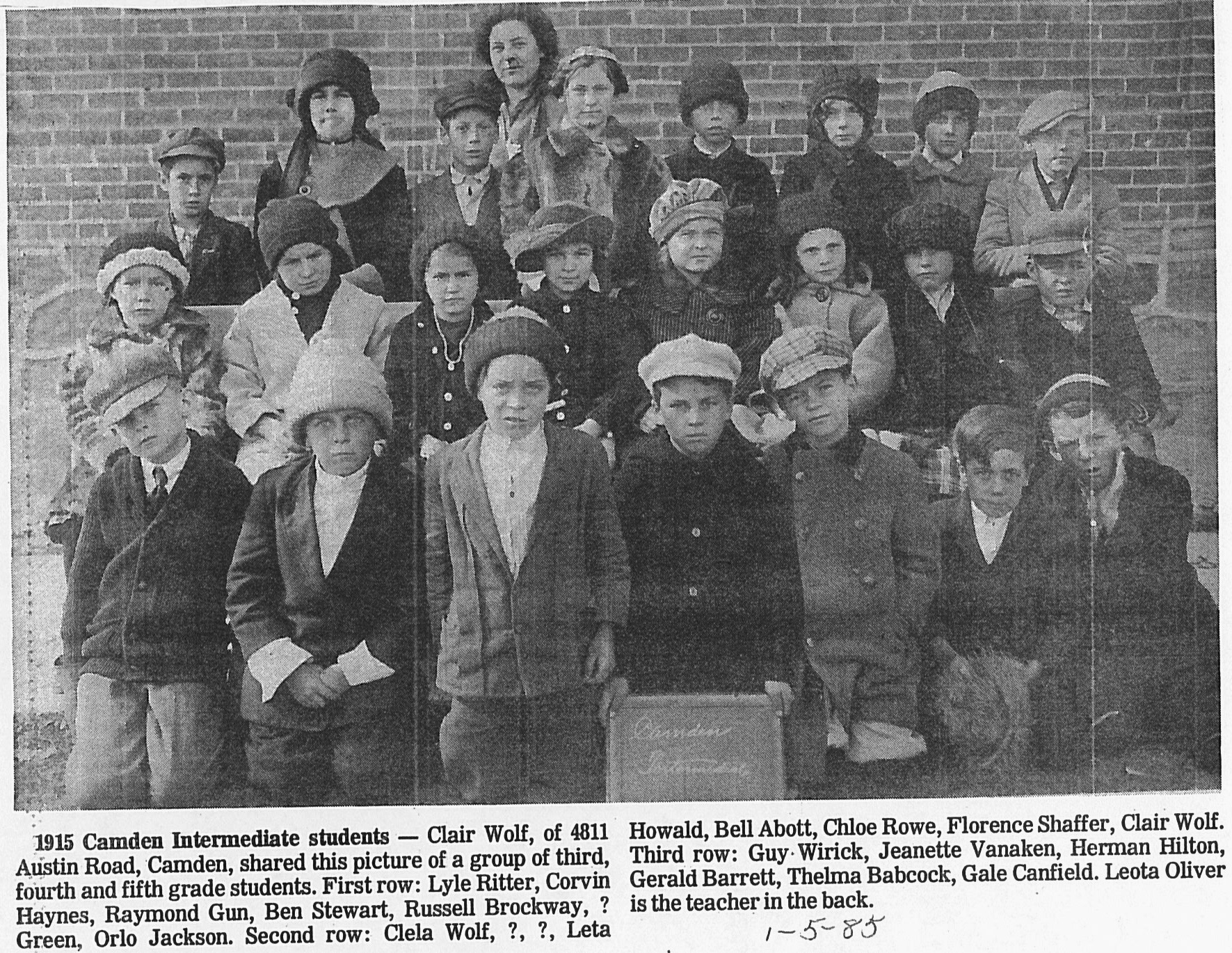 Camden Intermediate 1915 Jan. 5, 1985 HDN