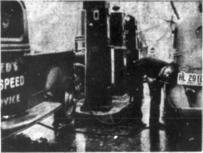  Jacked Up Truck Providing Power to Gas Pump To Fill Gas Tank HDN Mar 13 1939 