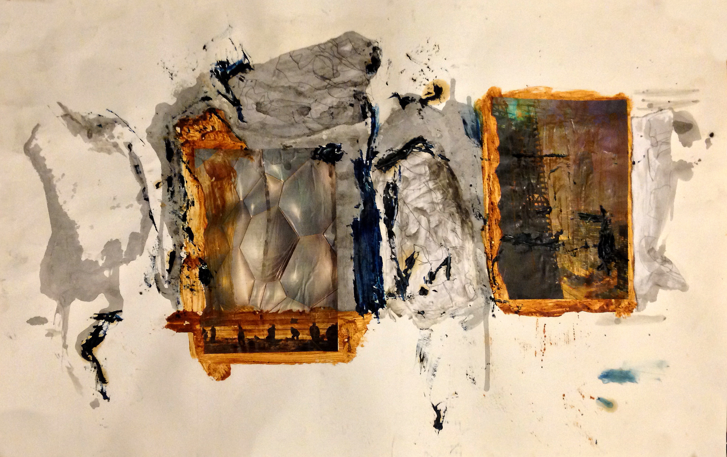   Membrane   Collage, ink, graphite,&nbsp;clay and oil stick on paper  30" x 22," 2012&nbsp; 