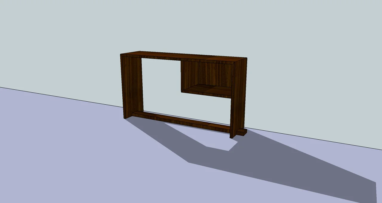 Dining room sideboard proposal, commissioned by private client in solid walnut. 60" x 36" x 16," 2014. Design available for commission, see woodwork page for an in-process photograph.