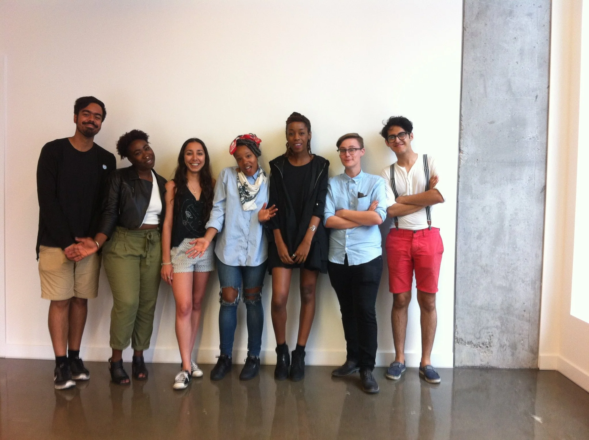 From the Left: Sebastián Benítez,Dainesha Nugent-Palache, Diana Hosseini, Moi,Curtia Wright, Allanah Vokes, and Rouzbeh Akhbari.