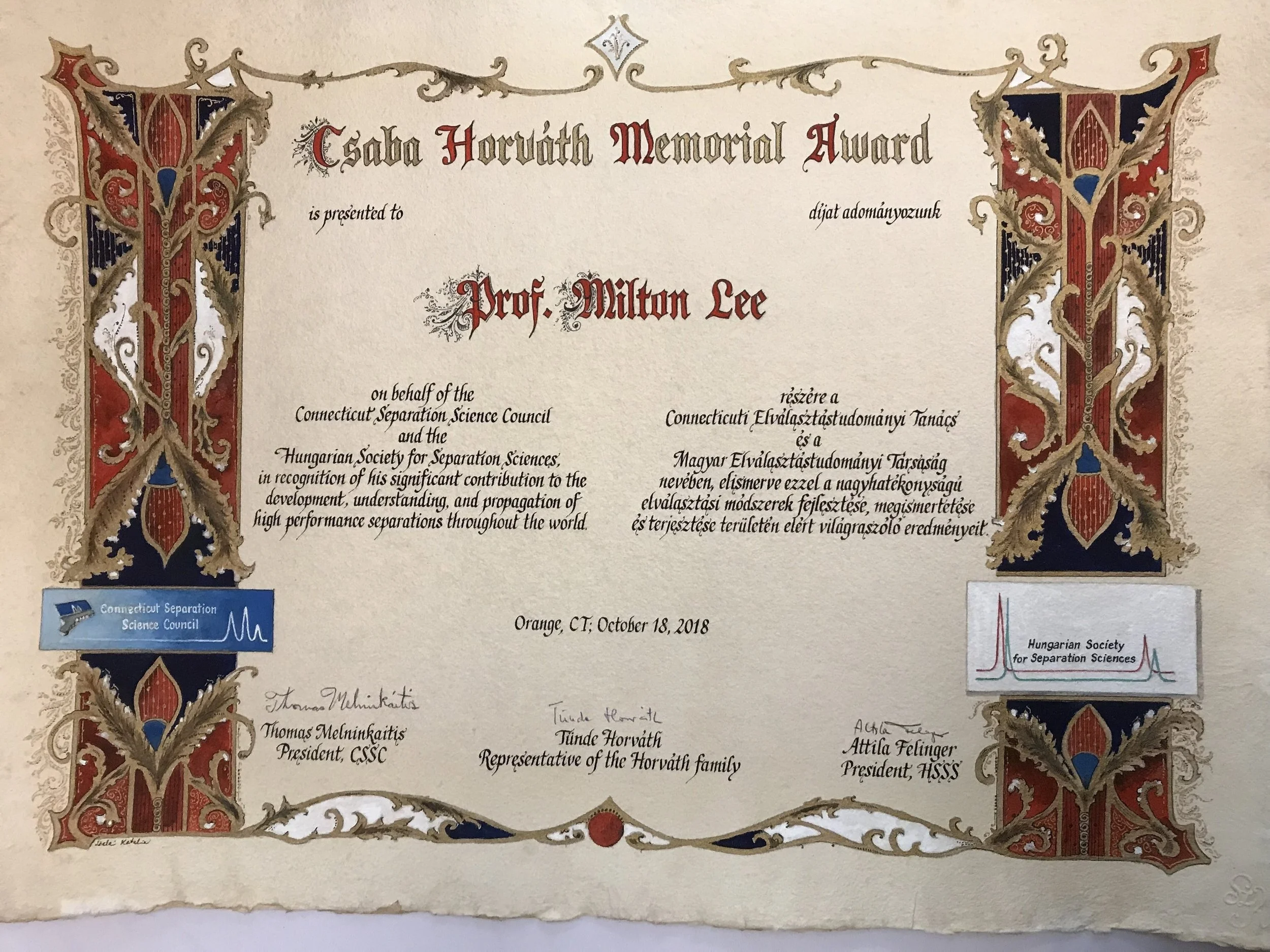 Award - Scroll close up