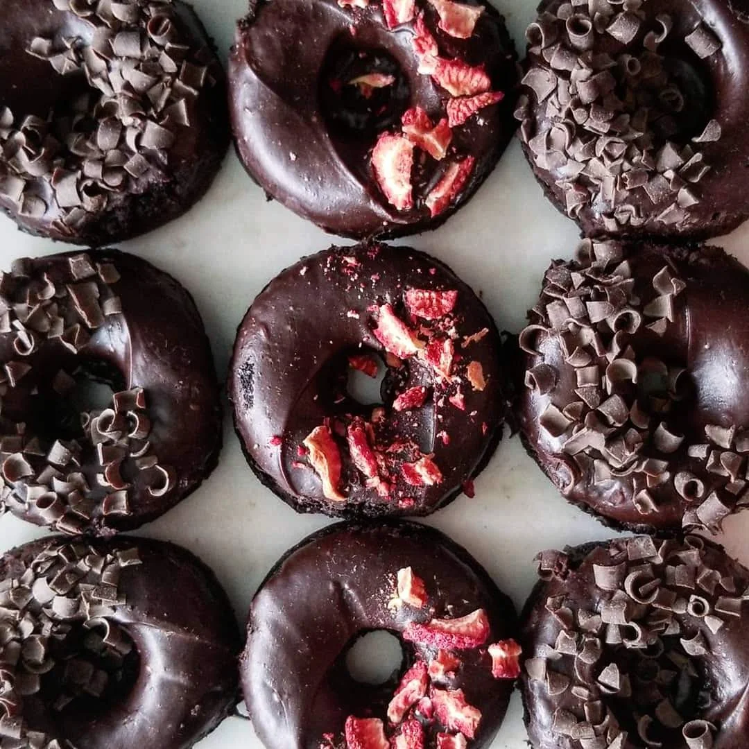 Dark chocolate espresso doughnuts