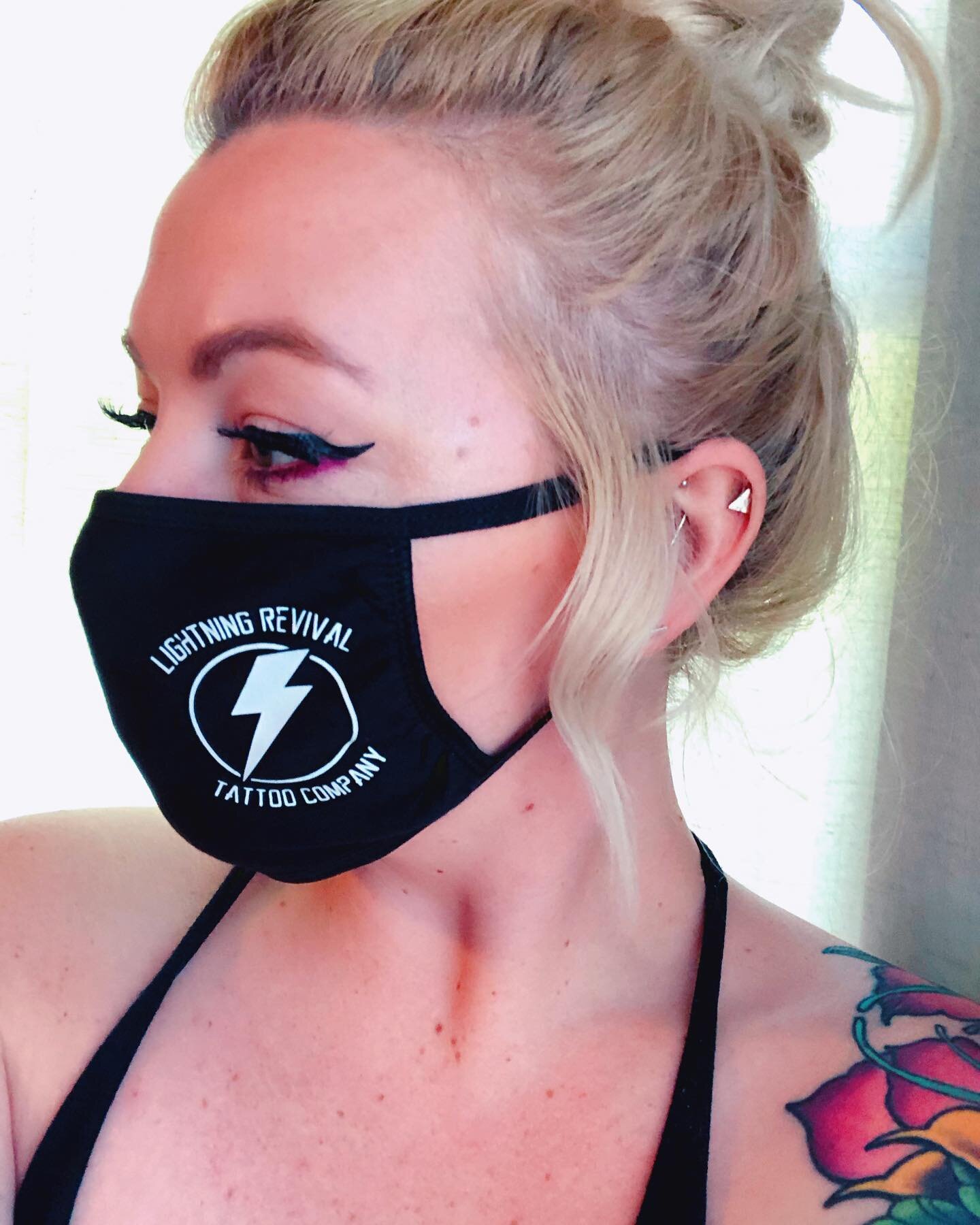 Upgrade your accessory of the year, while reppin&rsquo; your favorite tattoo shop❤️⚡️

We have these LRTC logo masks in stock! 

$10 a piece and we have two styles 

 #lrtc #lightningrevivaltattoo #lightningrevival #lightningrevivaltattoocompany #lig