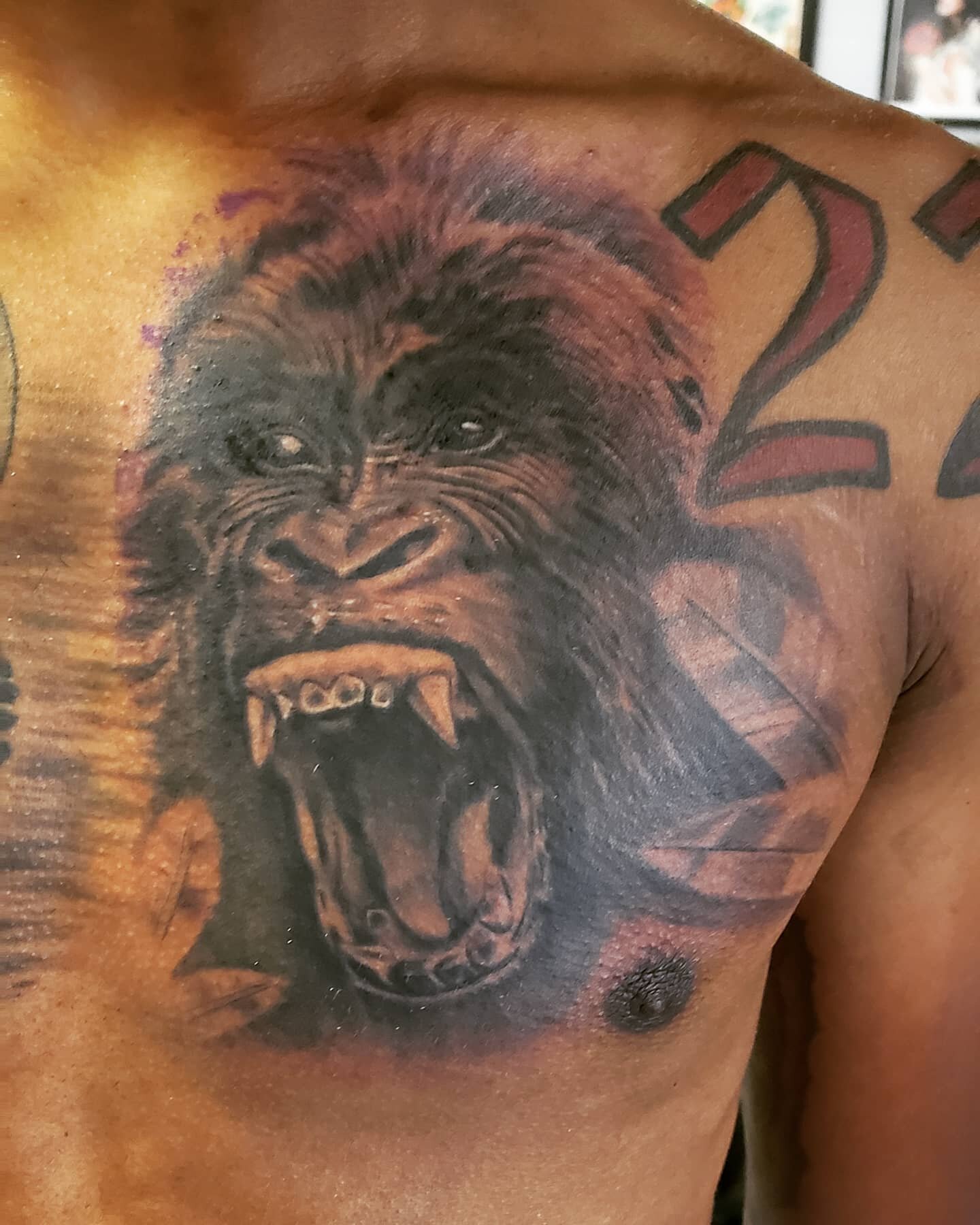 More stuff like this, please!! Thanks for looking 🙏
#LRNate #lightningrevivaltattoocompany #lightningrevivaltattooco #Lightningrevival #lrtc #inkjecta #inkjectanano #chroma #chromatattooink #blackgreytattoo #blackandgreytattoo #ape #chesttattoo #dar