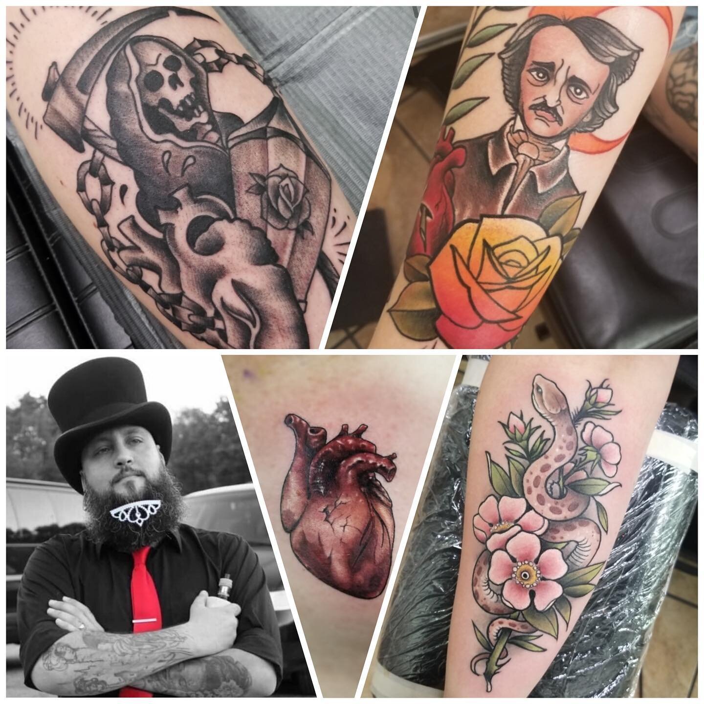 Hey friends! 
Please help us in welcoming the newest member of the LRTC fam, Jer!

He has dabbled in all styles, but really loves Neo-traditional, and Japanese traditional tattoos! 
When he&rsquo;s not tattooing he spends his time being a princess (s