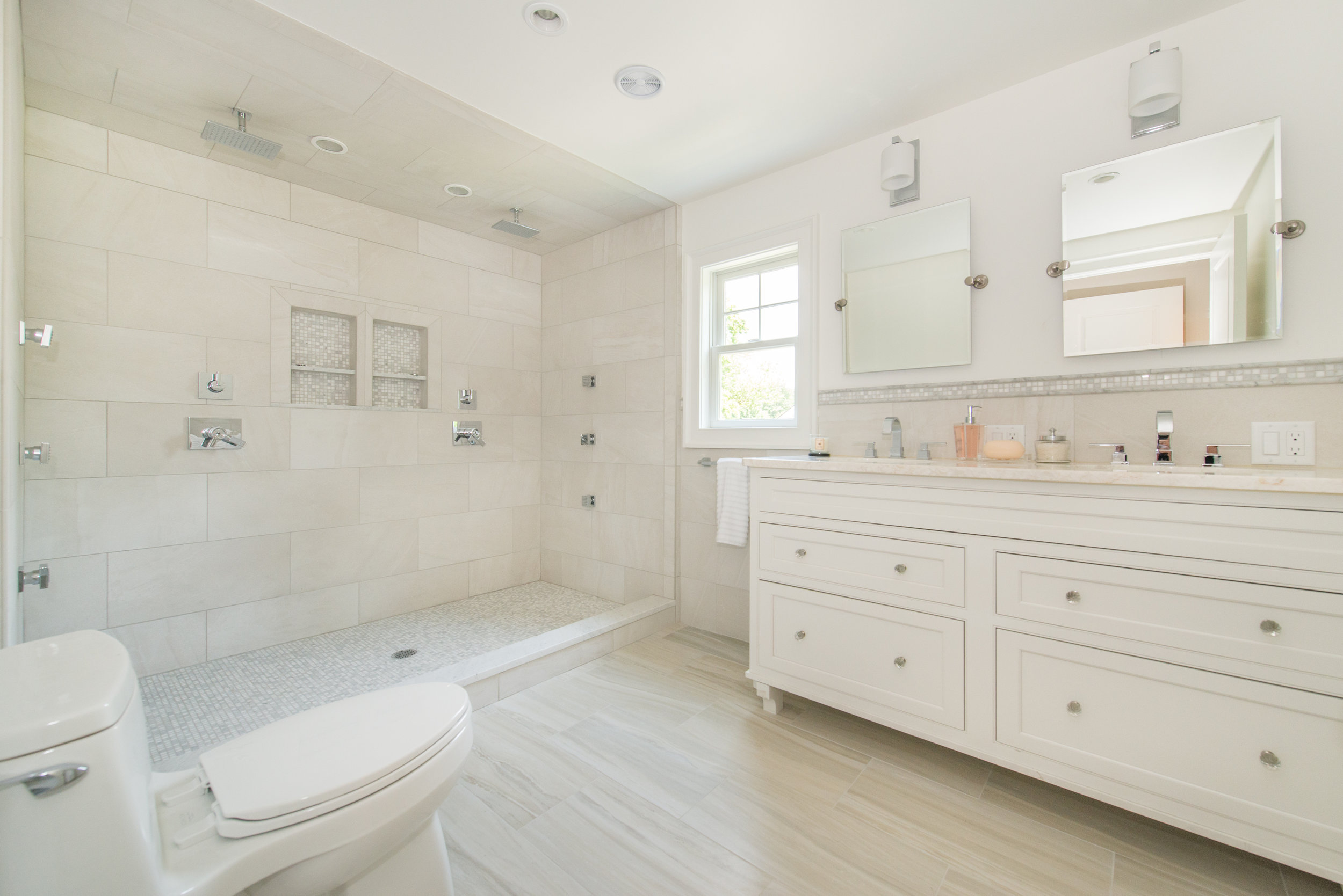 New Master Bath has a party size shower with dual controls