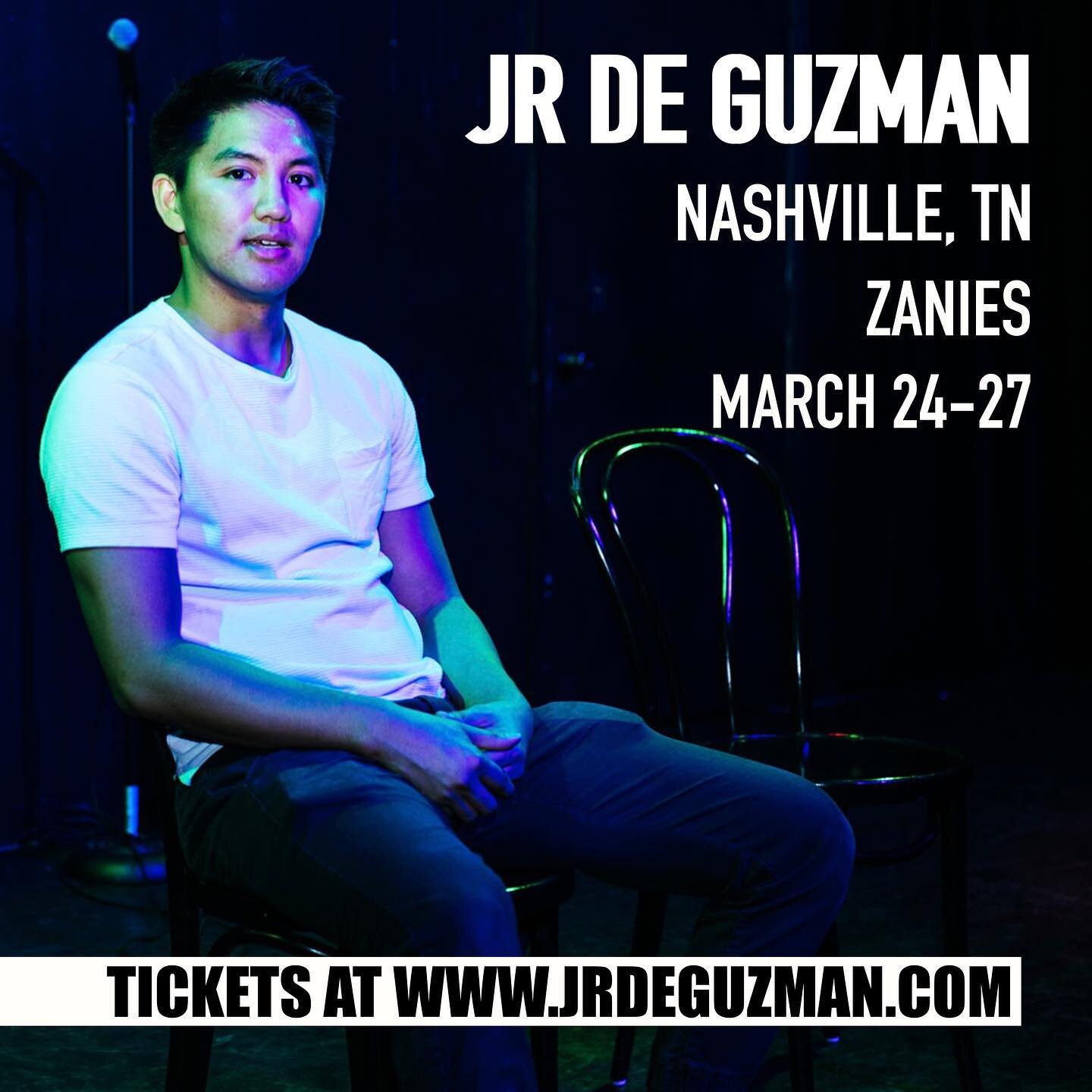 NASHVILLE, TN &mdash; MARCH 24-27!!
Tag your Nashville friends and family below! 
Link to tickets in bio - see you there!
Hugs and kisses,
JR 

#nashvillecomedy #zaniesnashville #nashvilletennessee
