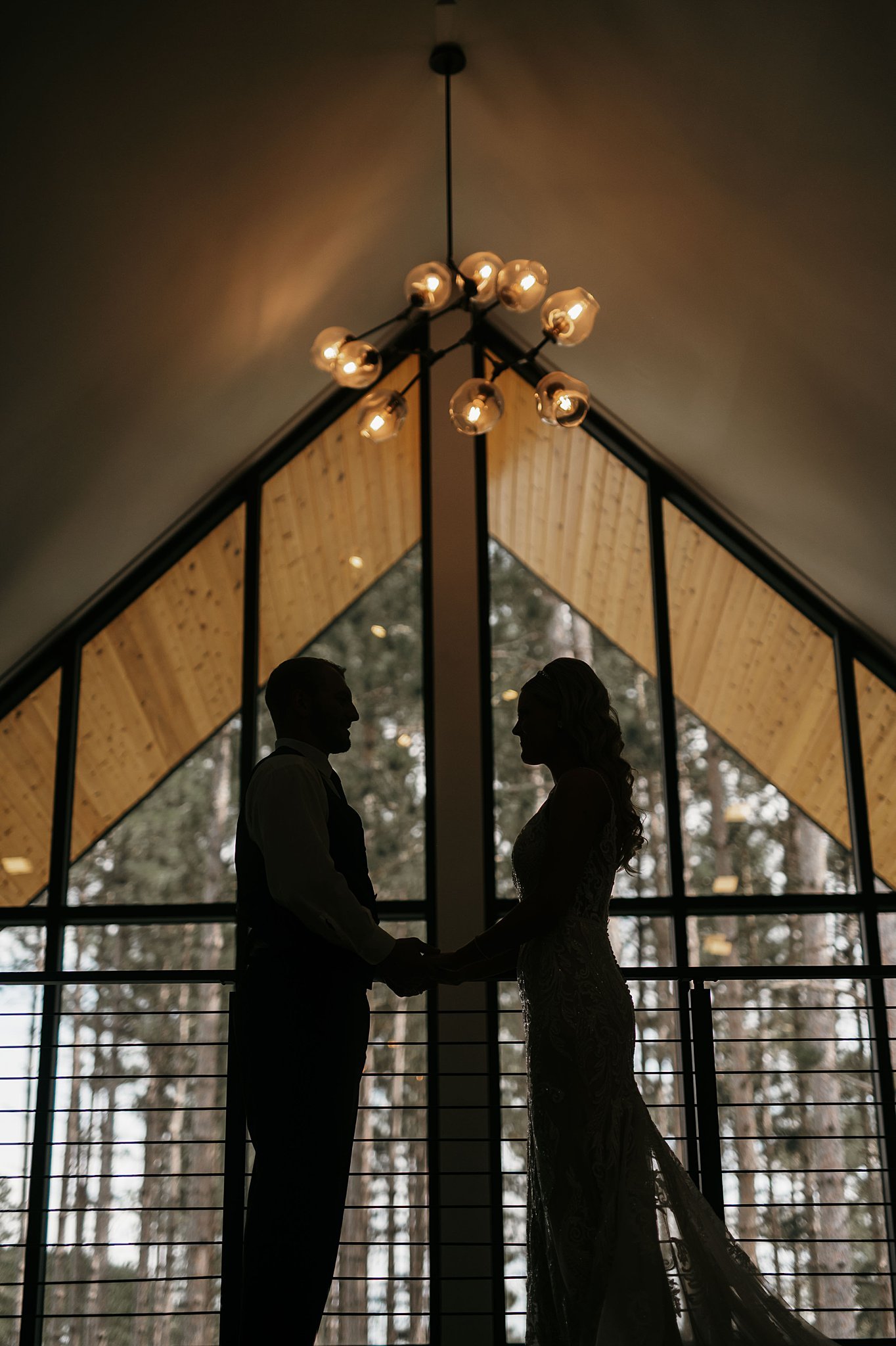 Silhouette portrait at Minnesota wedding venue