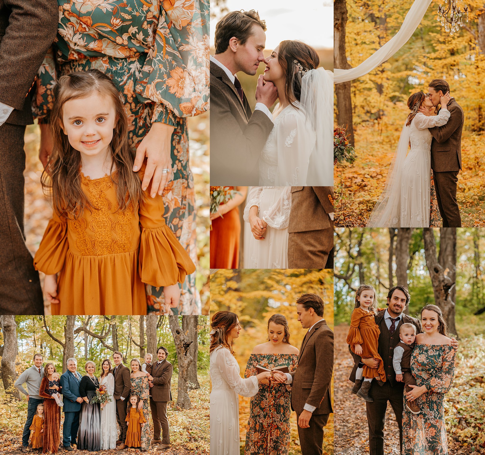 Fall wedding in the Minnesota woods