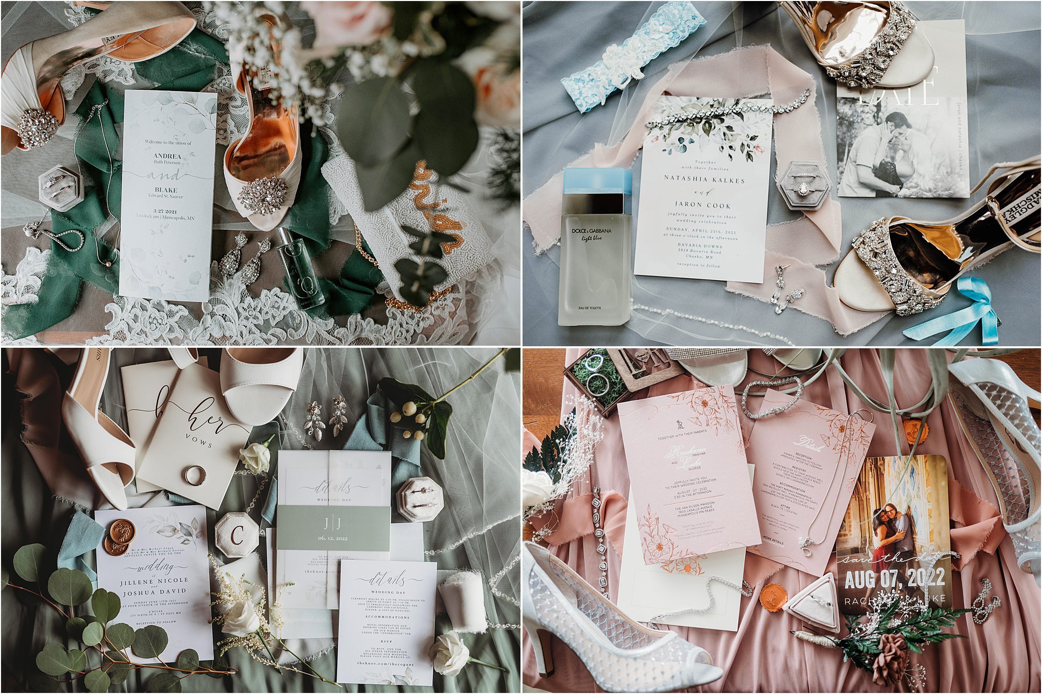 variety of flay lay wedding details