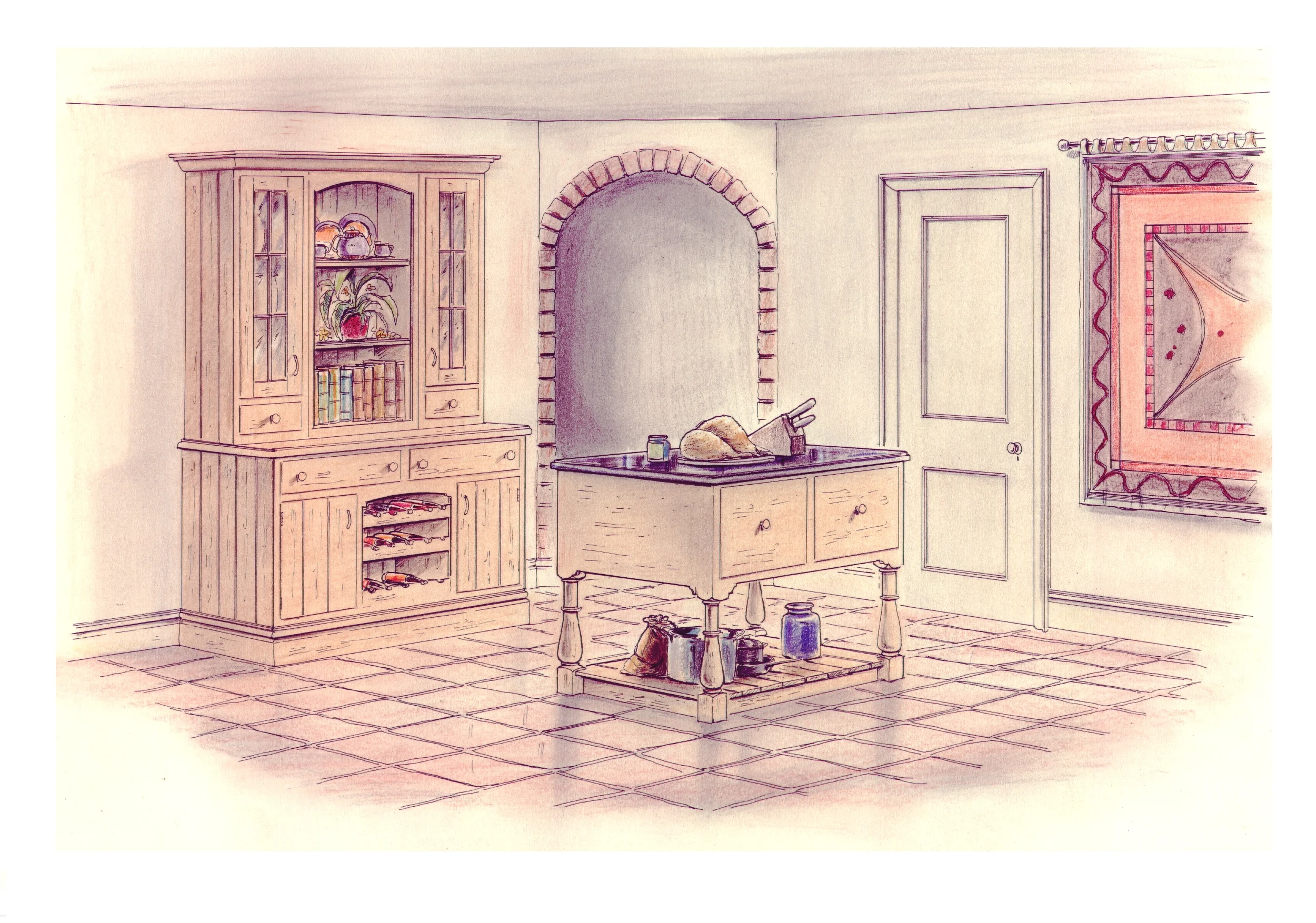 oak island and dresser.JPG