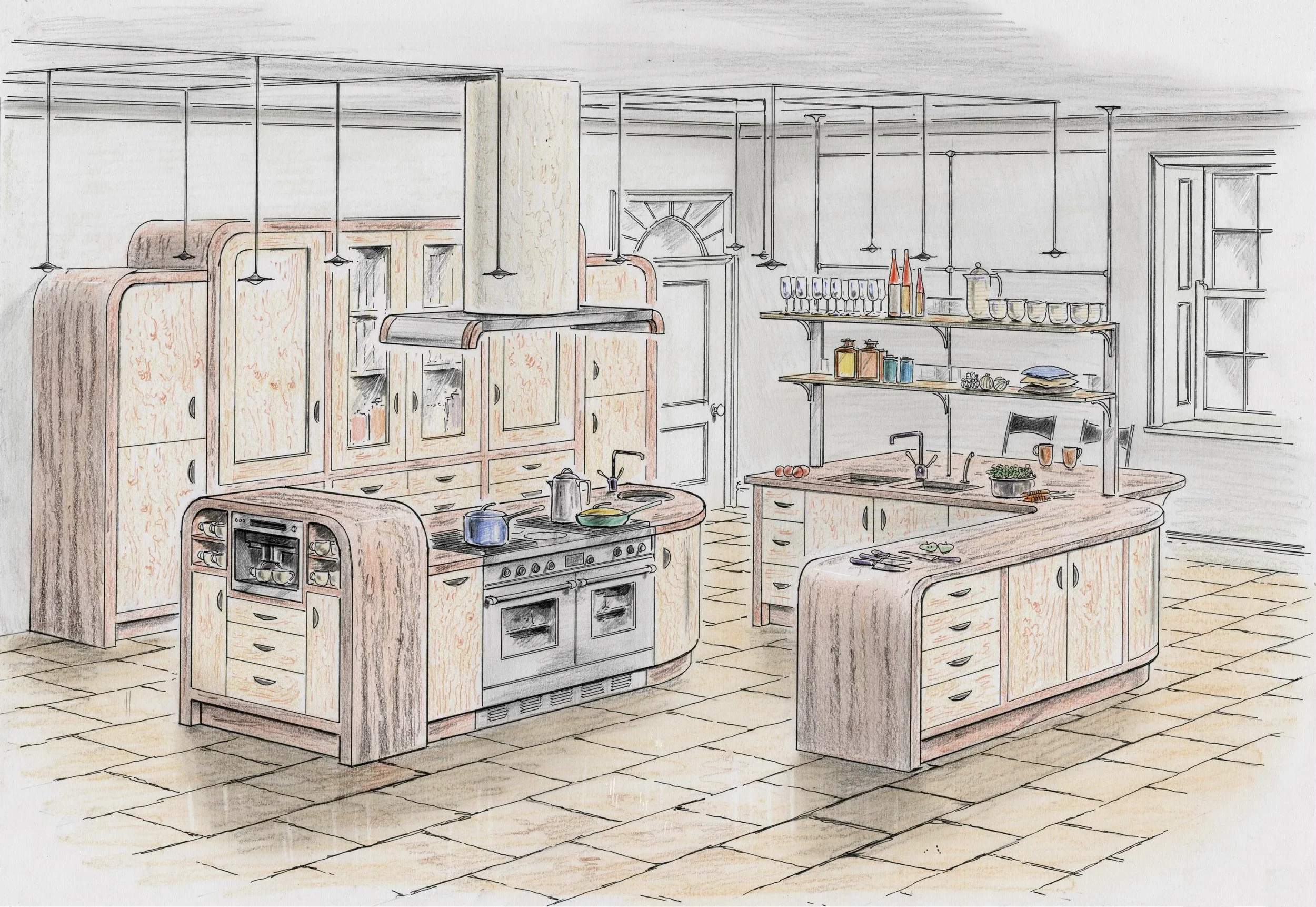 walnut and birds eye maple industrial kitchen .jpg