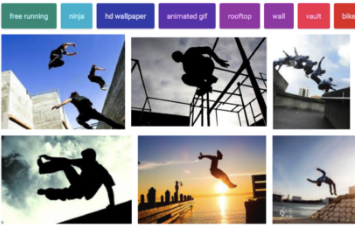 Google Images search for "parkour" shows epic silhouettes of male athletes.
