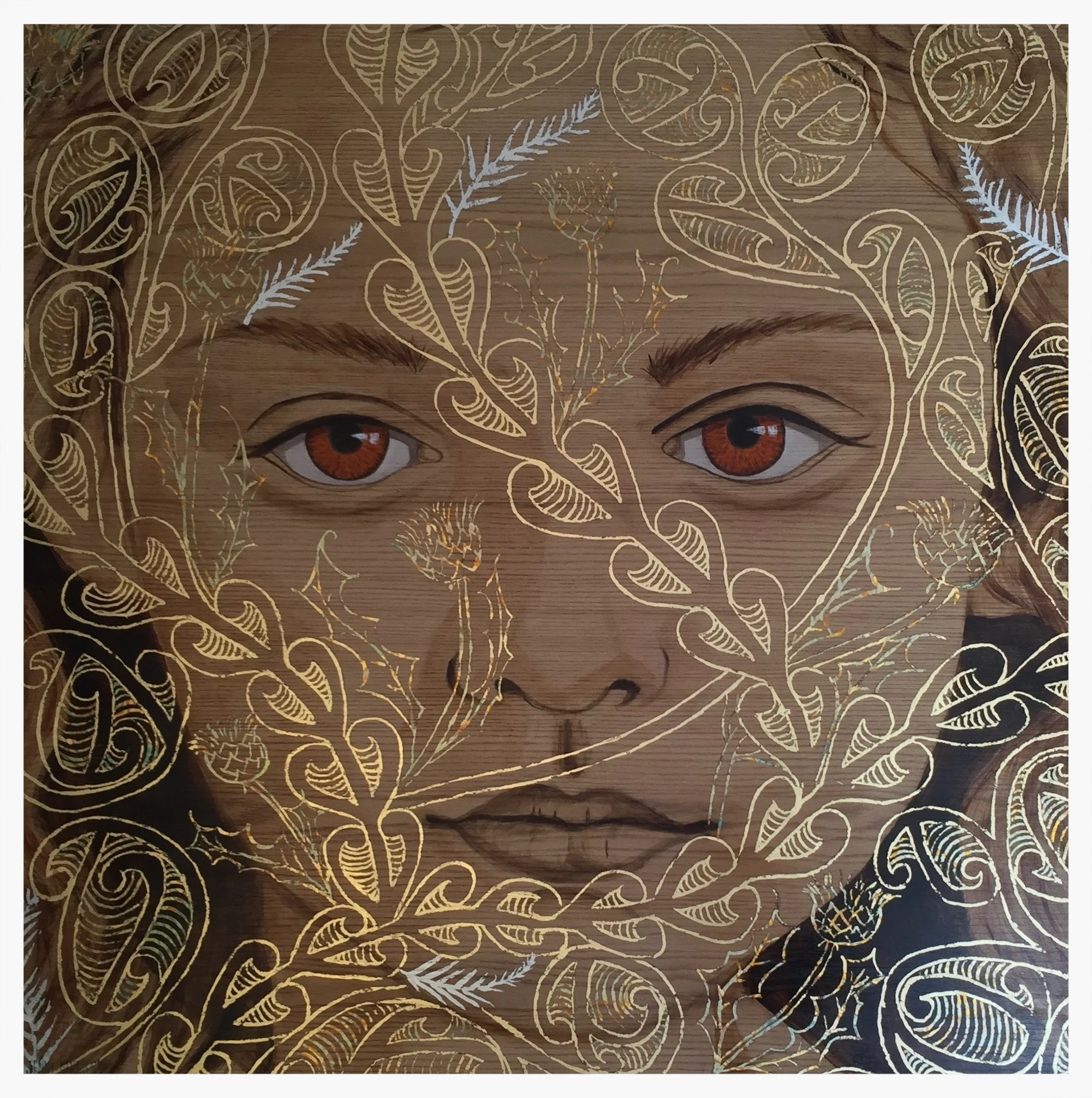 MAKING THEIR MARK - 2ND GENERATION II acrylic and generic gold and silver leaf on oak board 1100 x 1100 SOLD