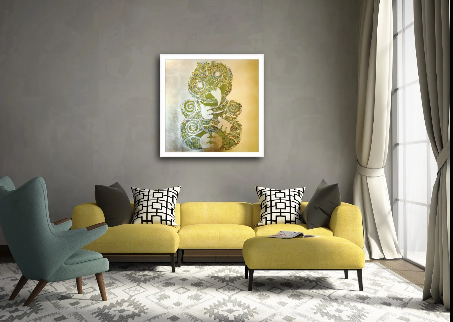 If you email me a photo of your wall I can show you what any of my paintings will look like in your room INFO@JENNYMEHRTENS.COM