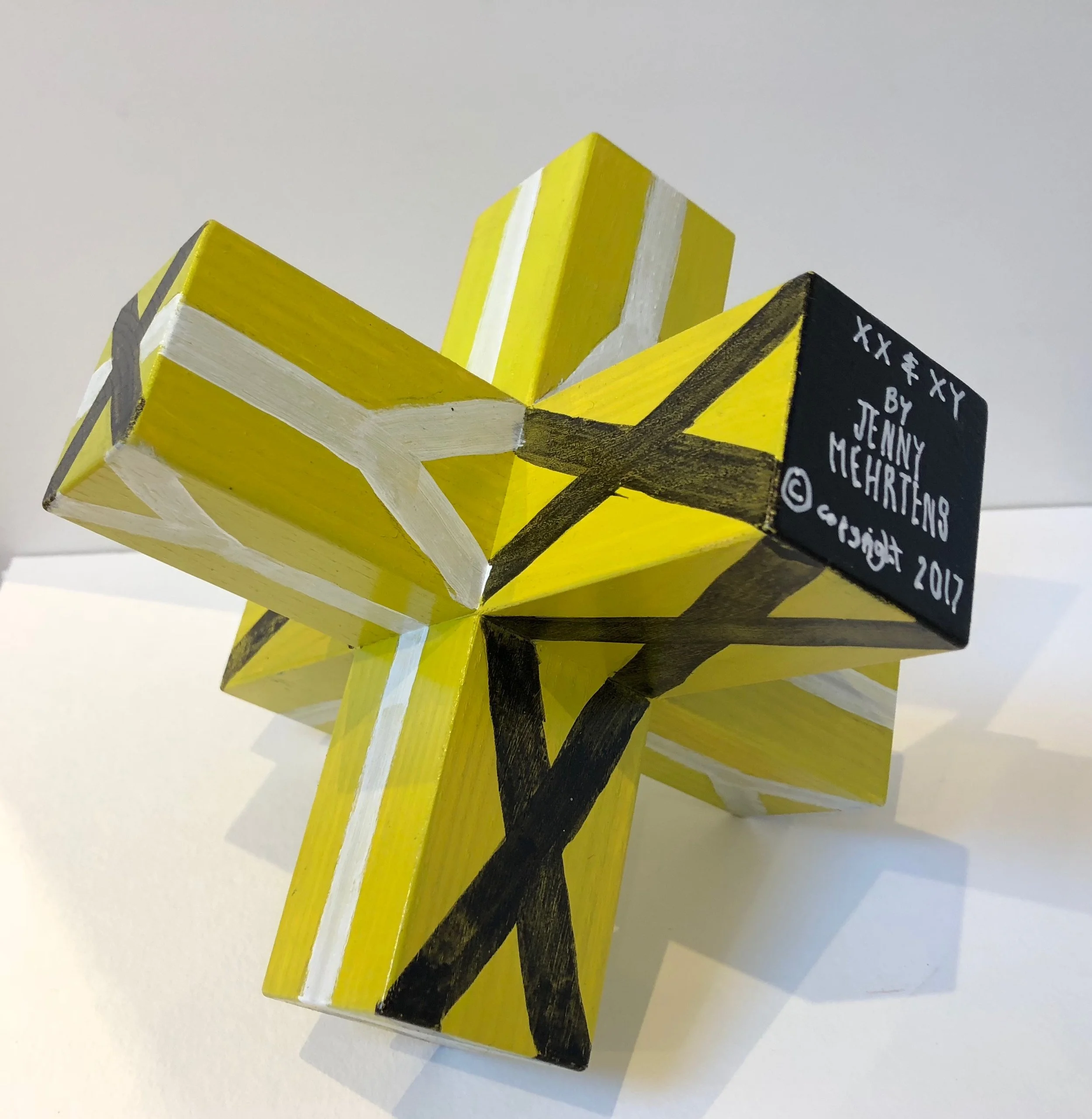 XX + XY (small) - Opposites of sex, man and woman. When the antipodal as rotated you can see X and Y in the form acrylic on oak $1550