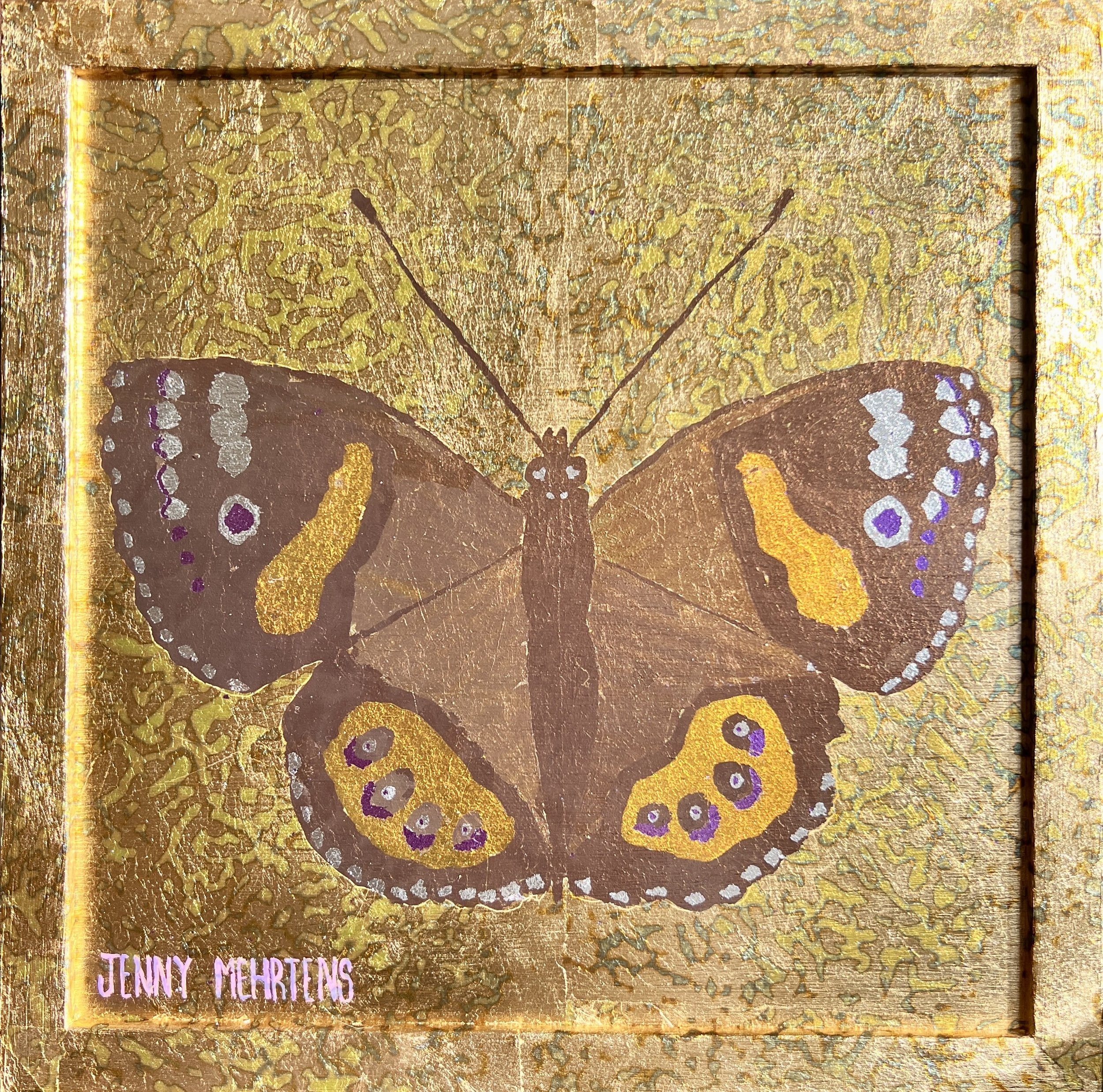 ELEMENTAL MINI - ADMIRAL variegated leaf on oak board 30c, x 30cm $2450