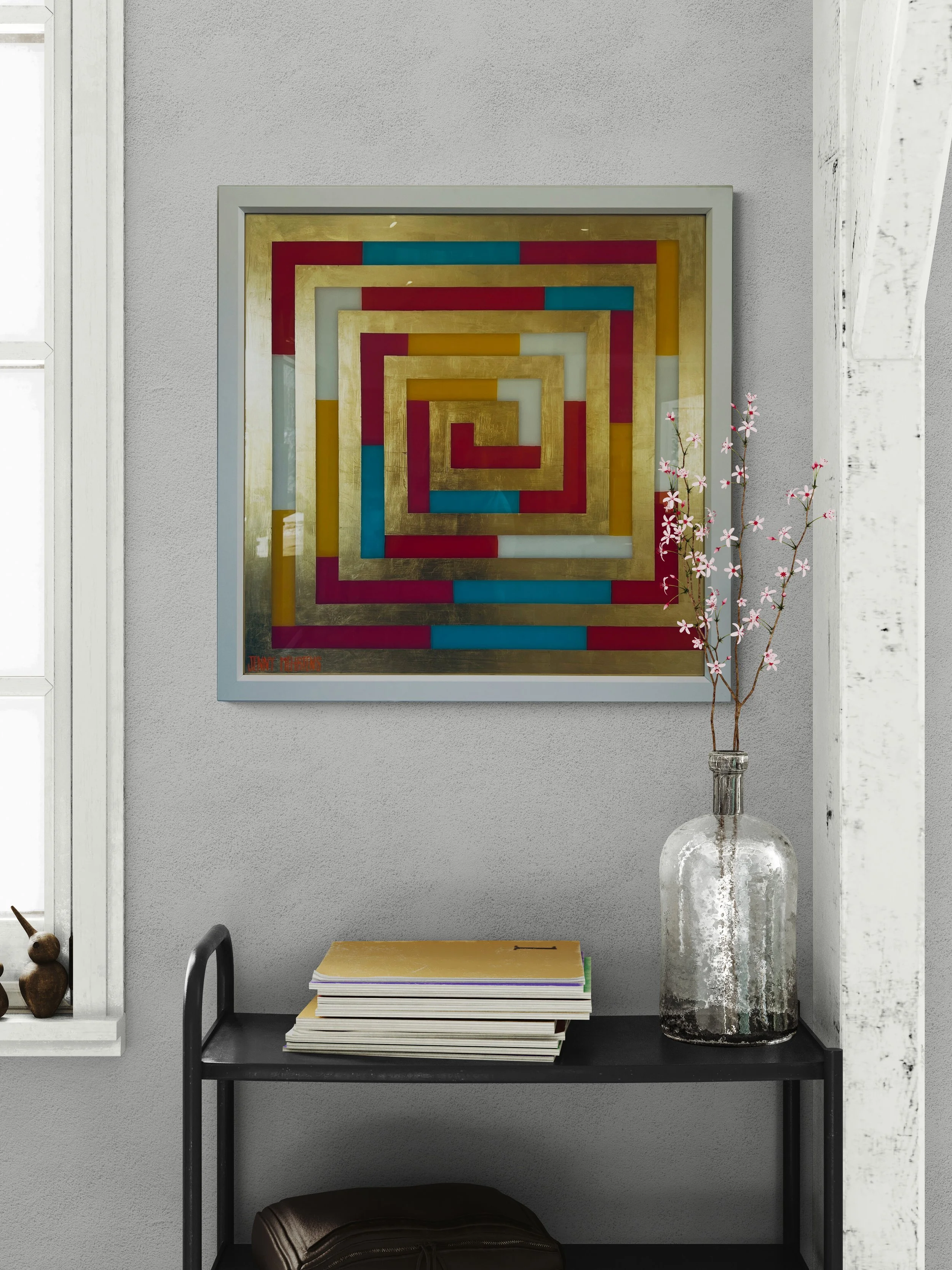 If you email me a photo of your wall I can show you what any of my paintings will look like in your room. jennymehrtensarist@gmail.com