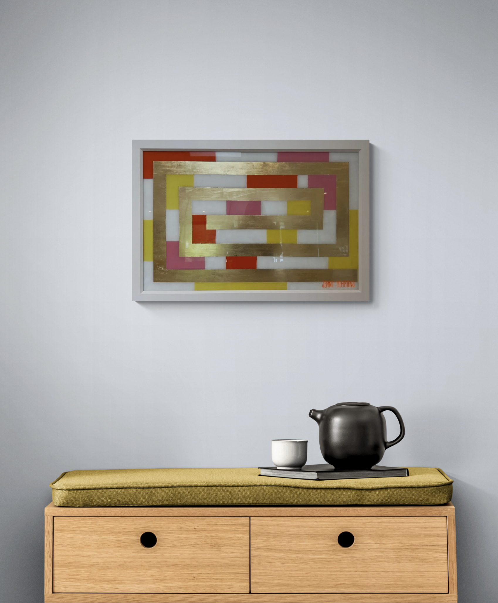  If you email me a photo of your wall I can show you what any of my paintings will look like in your room.  jennymehrtensarist@gmail.com  