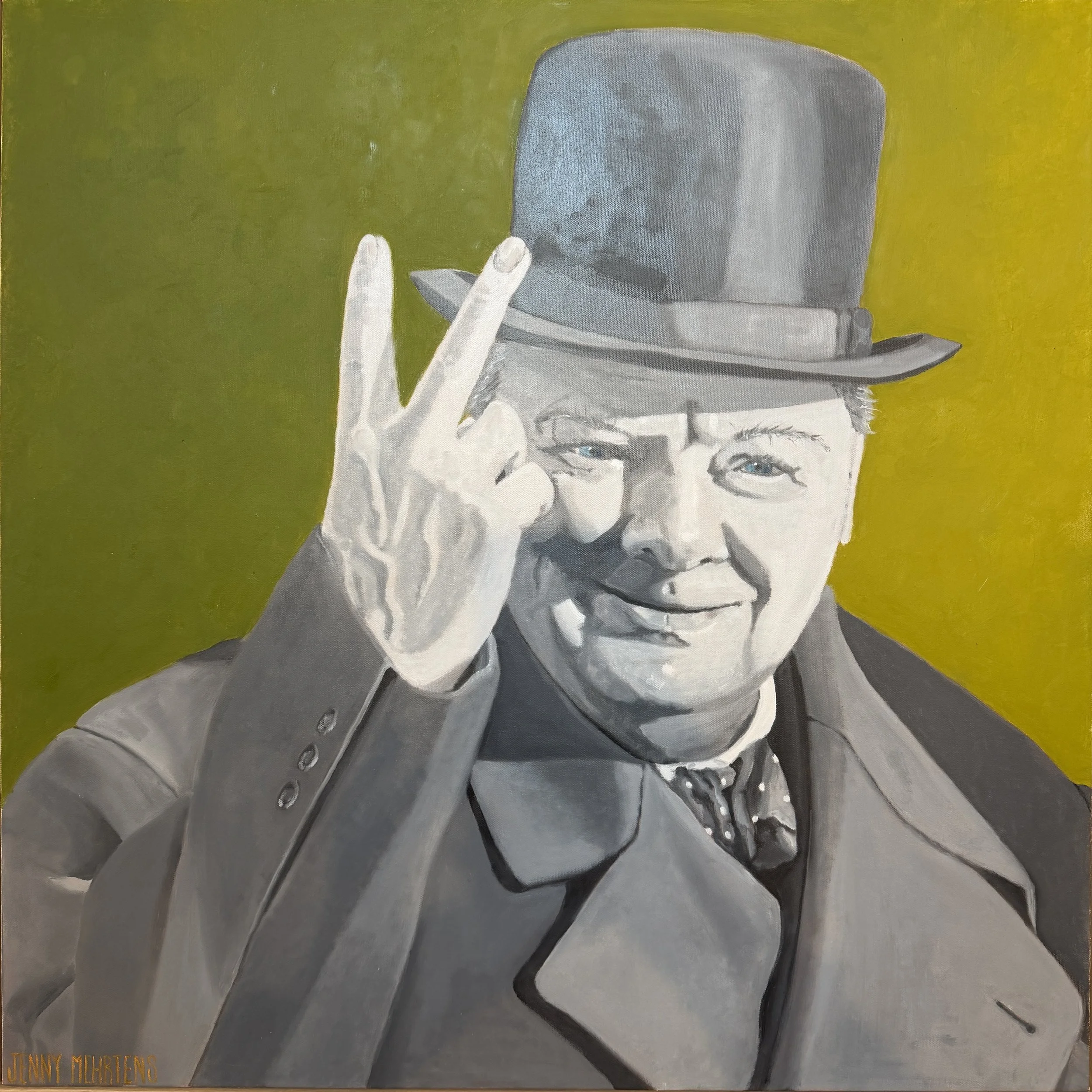  Winston Churchill - Salute Green oil on canvas 80m x 80cm $9950 