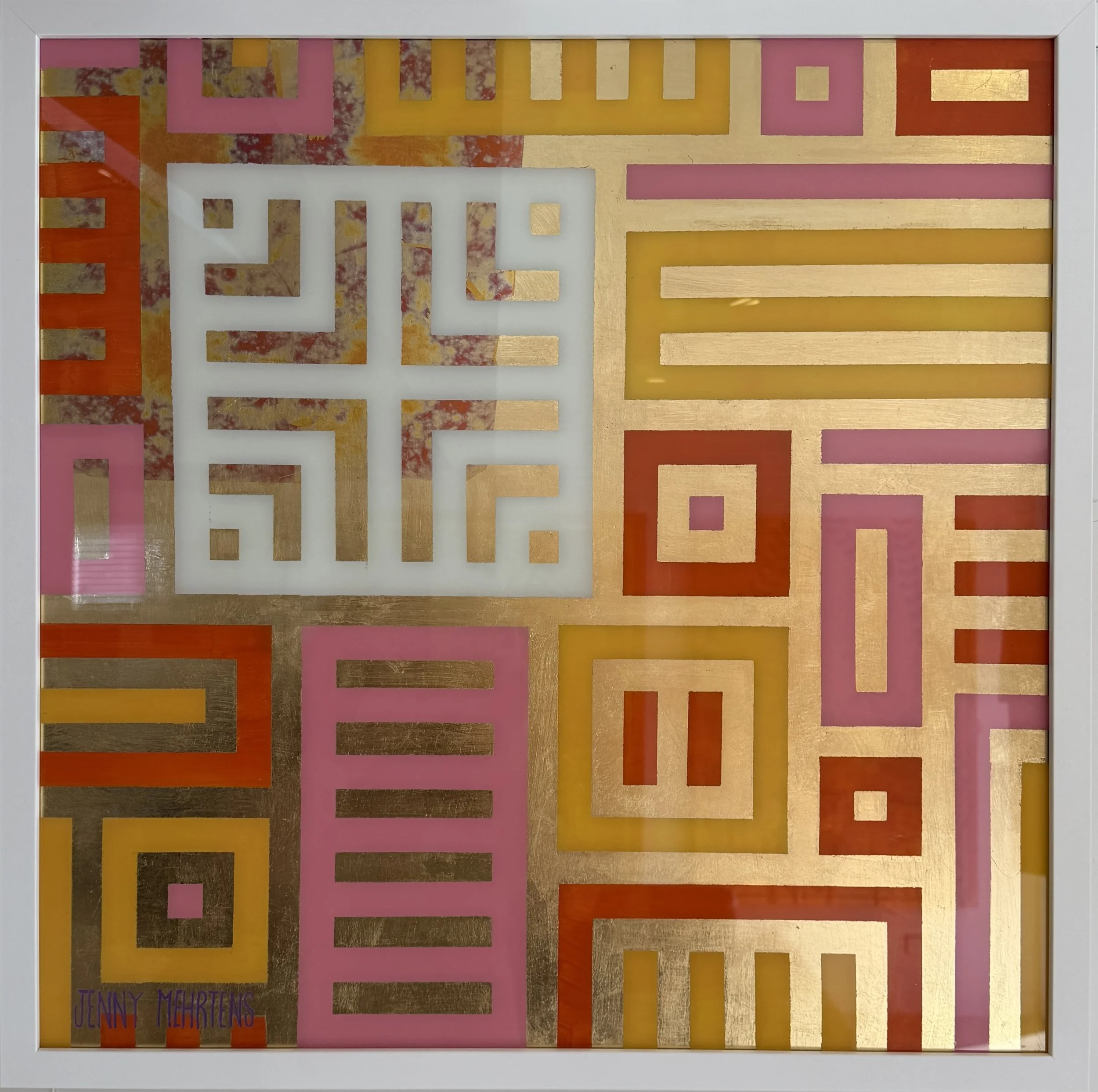  GLOW - BLISS acrylic and metal leaf on glass 60cm x 60cm $3950 