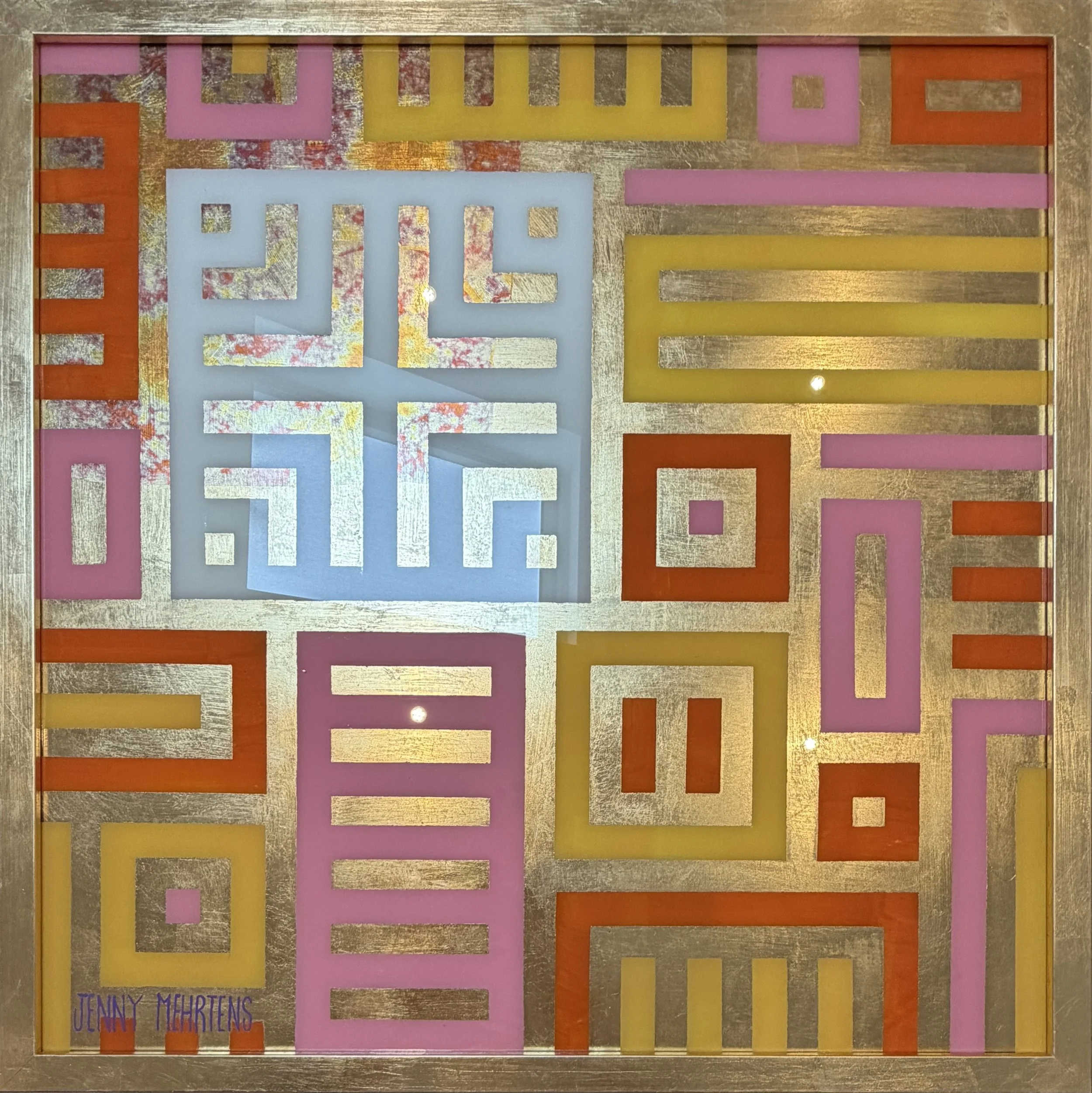  GLOW - BLISS acrylic and metal leaf on glass 60cm x 60cm $3950 sold 