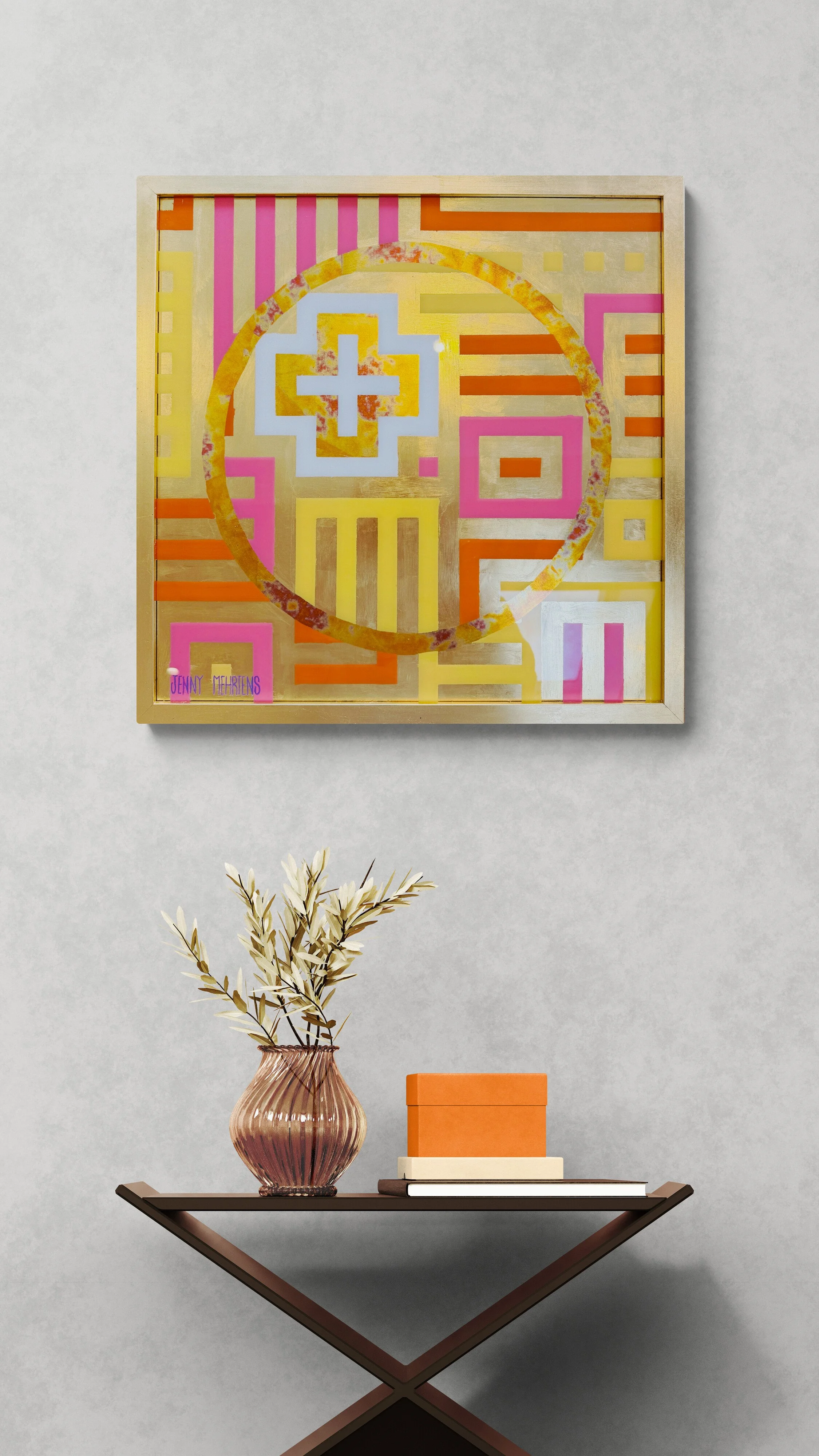  If you email me a photo of your wall I can show you what any of my paintings will look like in your room.  jennymehrtensartist@gmail.com  