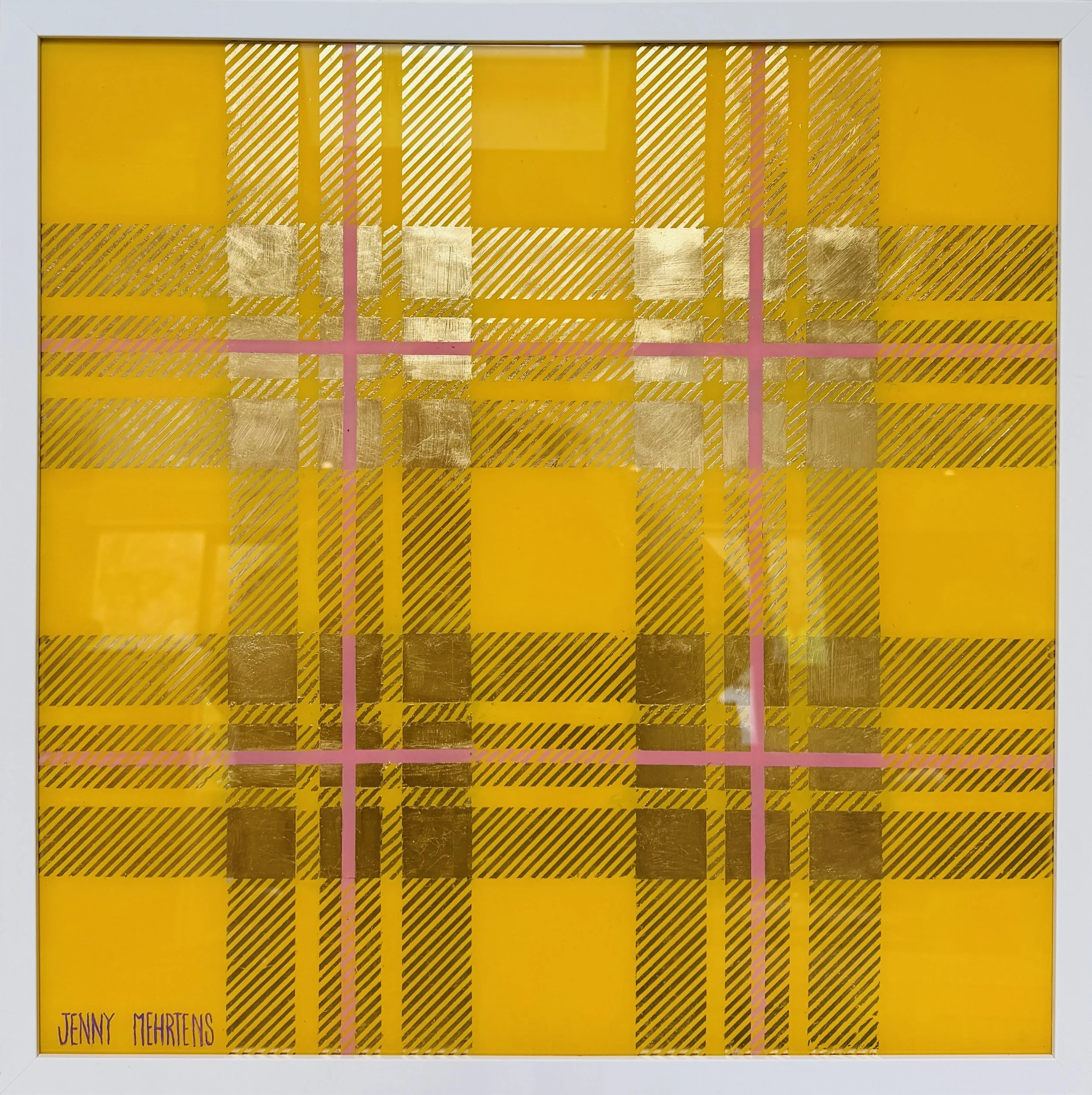  GLOW - TARTAN (MUNRO) acrylic and metal leaf on glass 60cm x 60cm $5250 