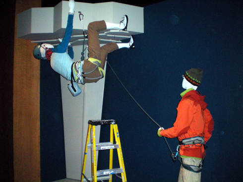 The sport climbers near the entrance.