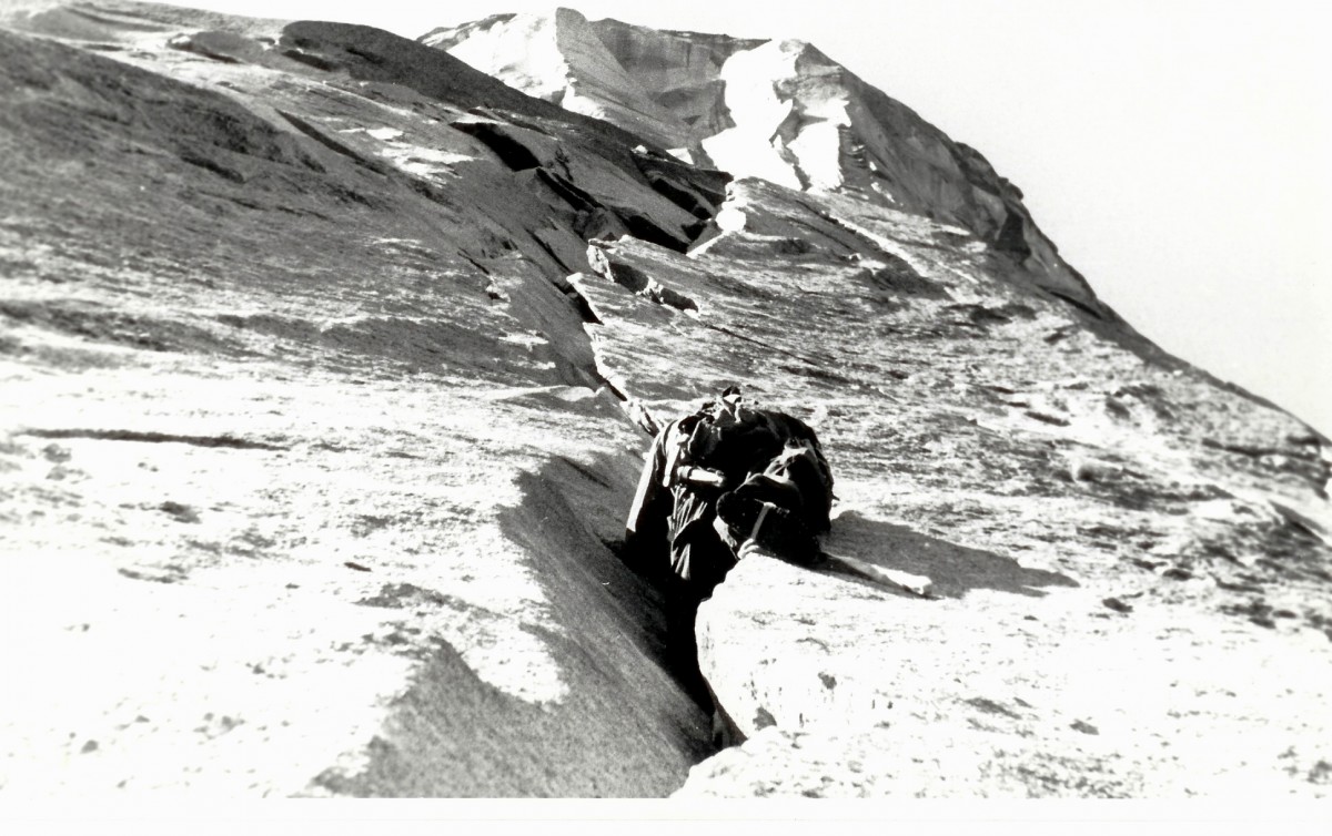 Mark Powell leading the Stoveleg cracks in 1957 during the first effort.
