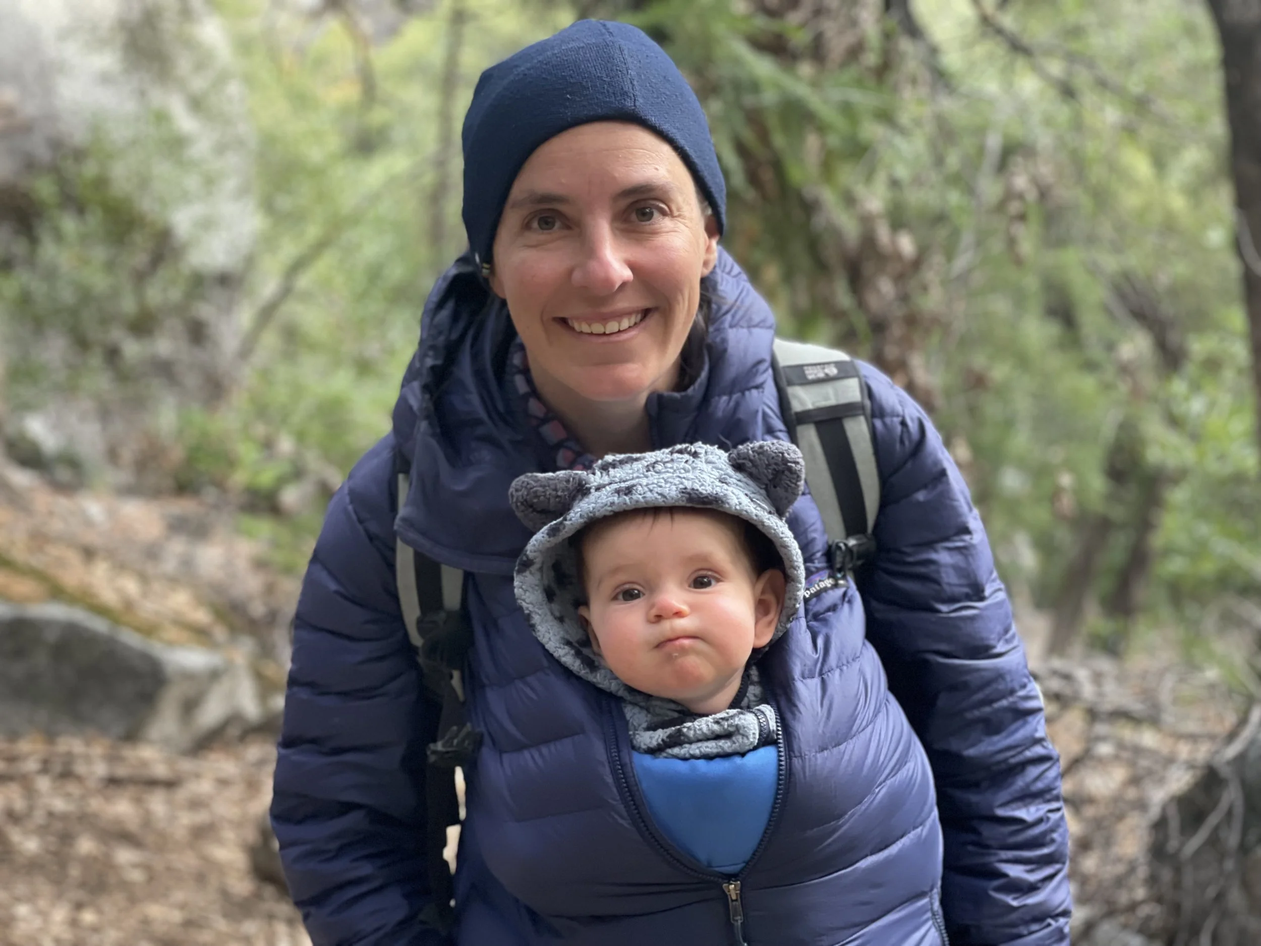 Maggie and her daughter at the base of Pat and Jack Pinnacle. Photo: Chris Van Leuven