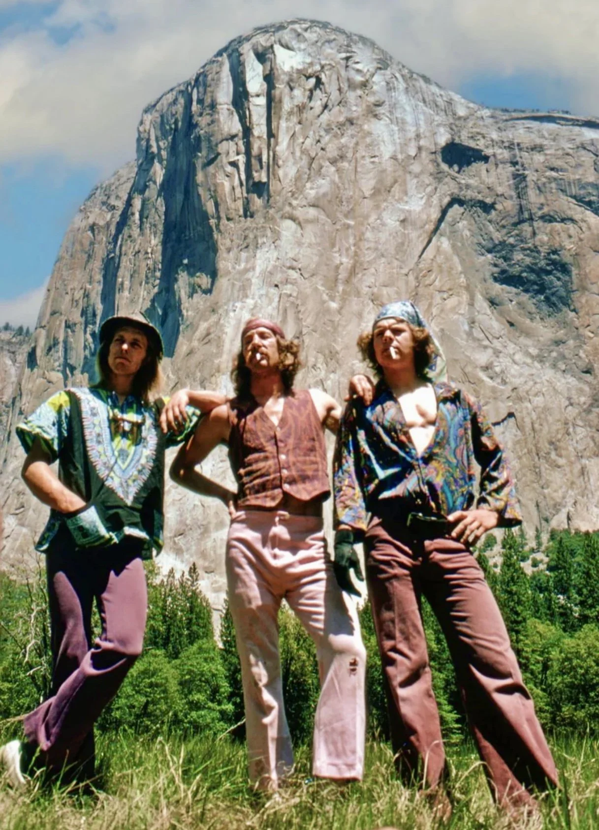 Billy Westbay, Jim Bridwell, and John Long after the first single day ascent of the Nose, El Capitan, 1975. Photo by Mike White.
