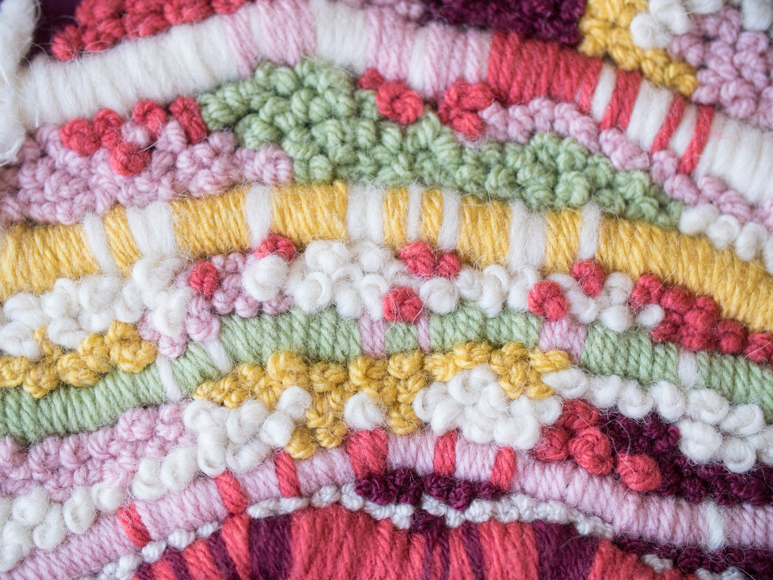 Yarn Embroidery Wall Hanging - Cranberry Marsh - P1000102.jpg