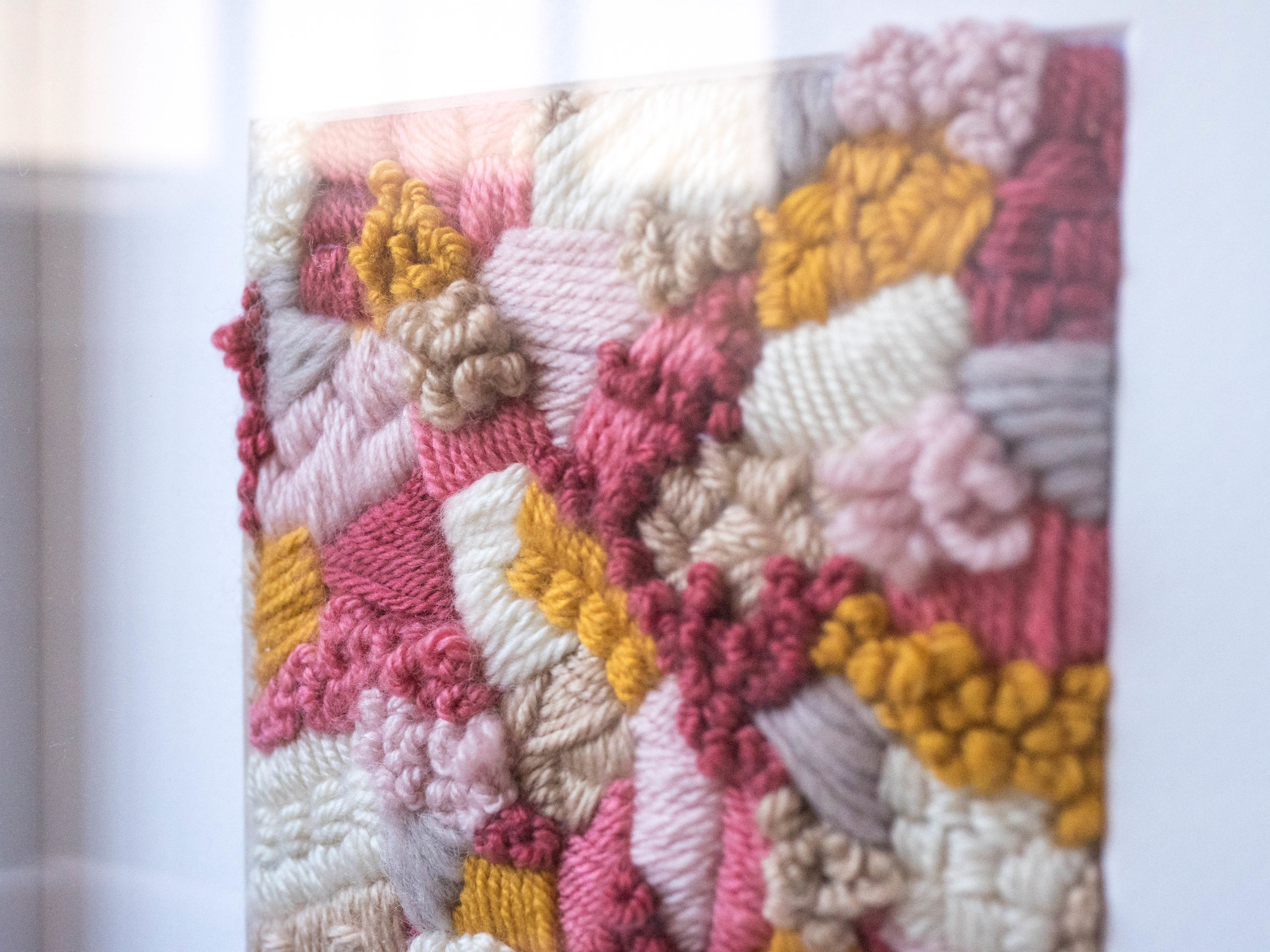 Yarn Embroidery Wall Hanging - Strawberry Elixir - P1010135.jpg