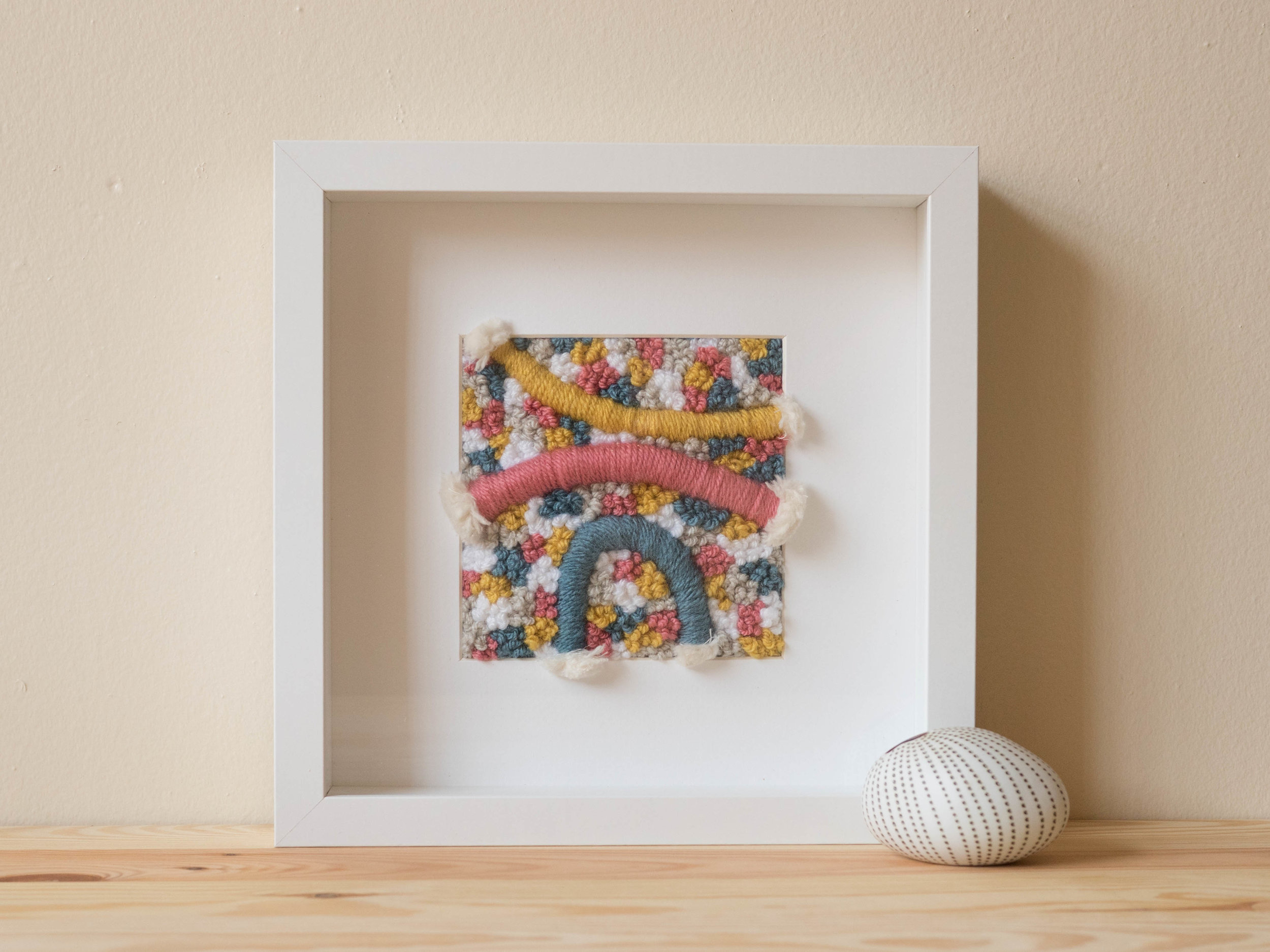 Yarn Embroidery Wall Hanging - Pink and Blue TBD - P1010349.jpg