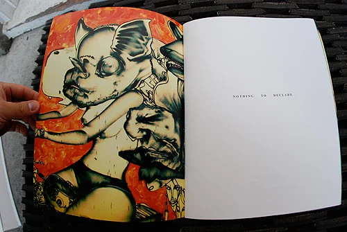 Other half of "Munko, batgirl on bike, old man, mechanical bull, horse head, ..." by David Choe