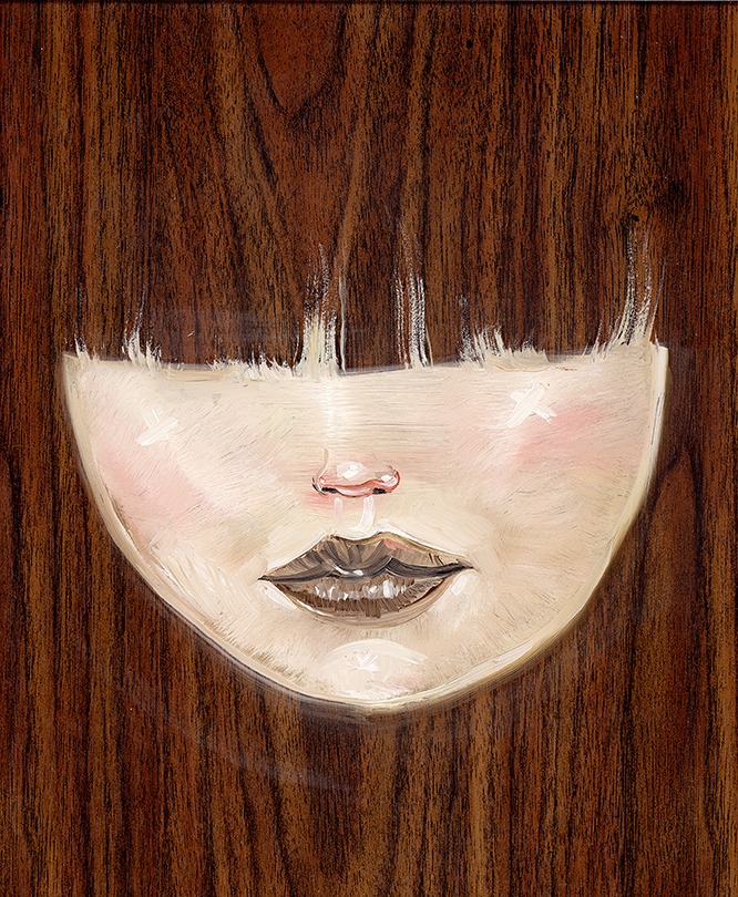 David Choe Bangs painting on wood panel